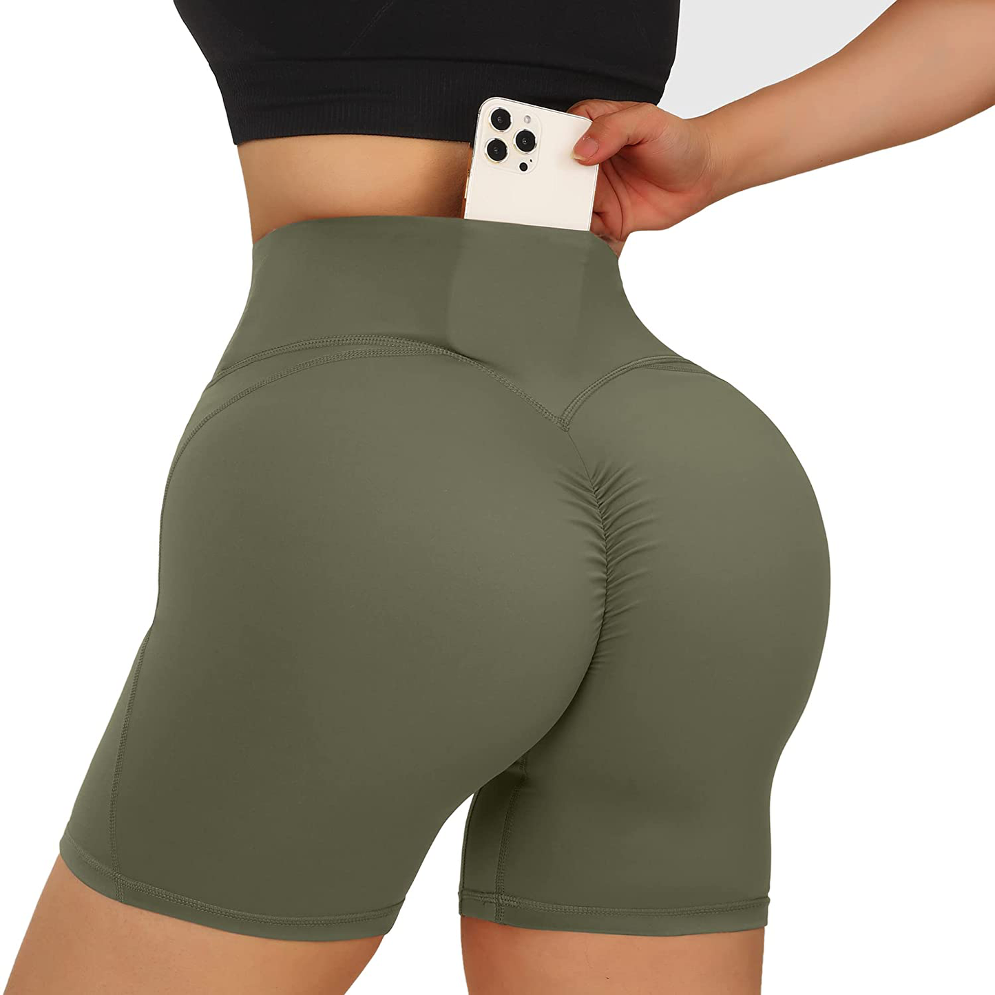 MOOSLOVER Women V Cross Waist Workout Shorts Butt Lifting High Waisted Biker Shorts Apparel & Accessories > Clothing > Shorts Kylie Max