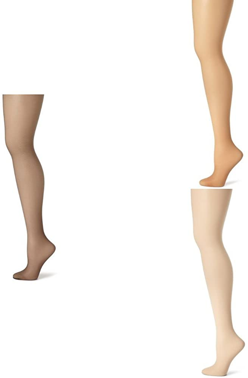 Hanes Women'S Control Top Sheer Toe Silk Reflections Panty Hose Apparel & Accessories > Clothing > Underwear & Socks > Shapewear Hanes Barely Black/Little Color/Travel Buff 3 E-F