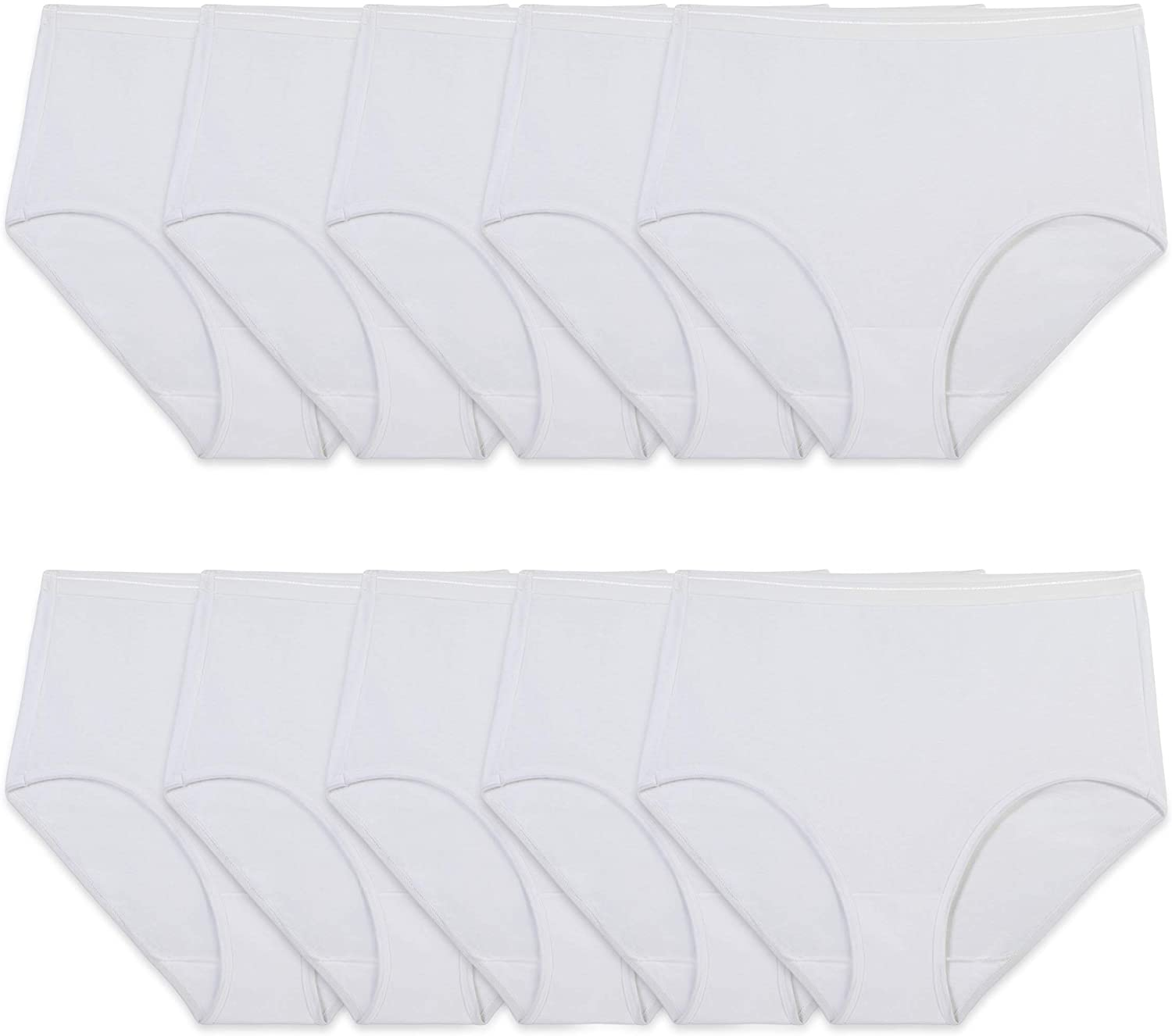 Fruit of the Loom Women'S Eversoft Cotton Brief Underwear (Regular & plus Size) Apparel & Accessories > Clothing > Underwear & Socks > Underwear Fruit of the Loom Brief - 10 Pack - White Brief 10