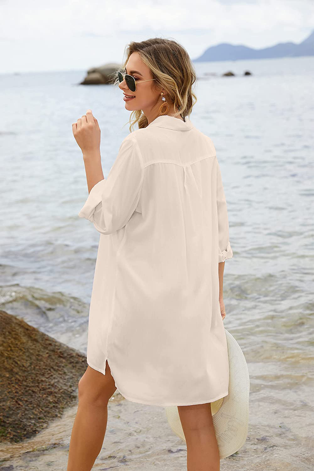 Ekouaer Women'S Beach Bikini Cover-Up Long Roll-Up Sleeve Summer Covers Apparel & Accessories > Clothing > Swimwear Kylie Max