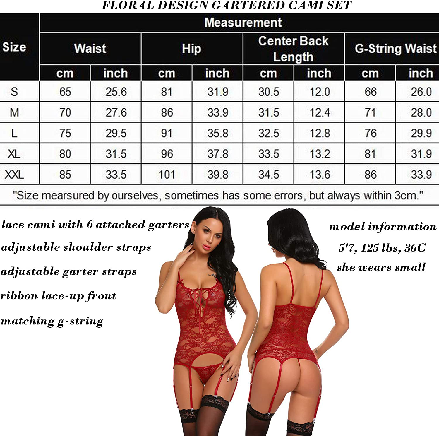 Avidlove Women Lace Bodysuit Lingerie Set Babydoll Chemise with Garter Belts Apparel & Accessories > Clothing > Underwear & Socks > Lingerie Avidlove