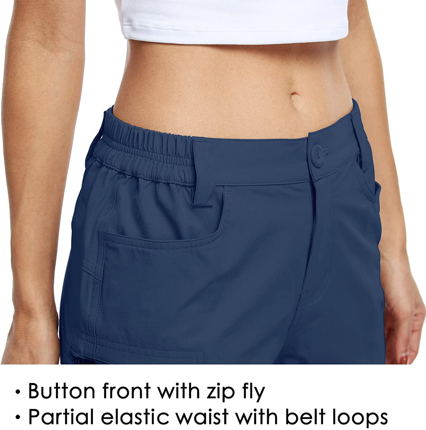 Willit Women'S Hiking Cargo Shorts Stretch Golf Active Shorts Outdoor Summer Shorts with Pockets Water Resistant 5" Apparel & Accessories > Clothing > Shorts Kylie Max