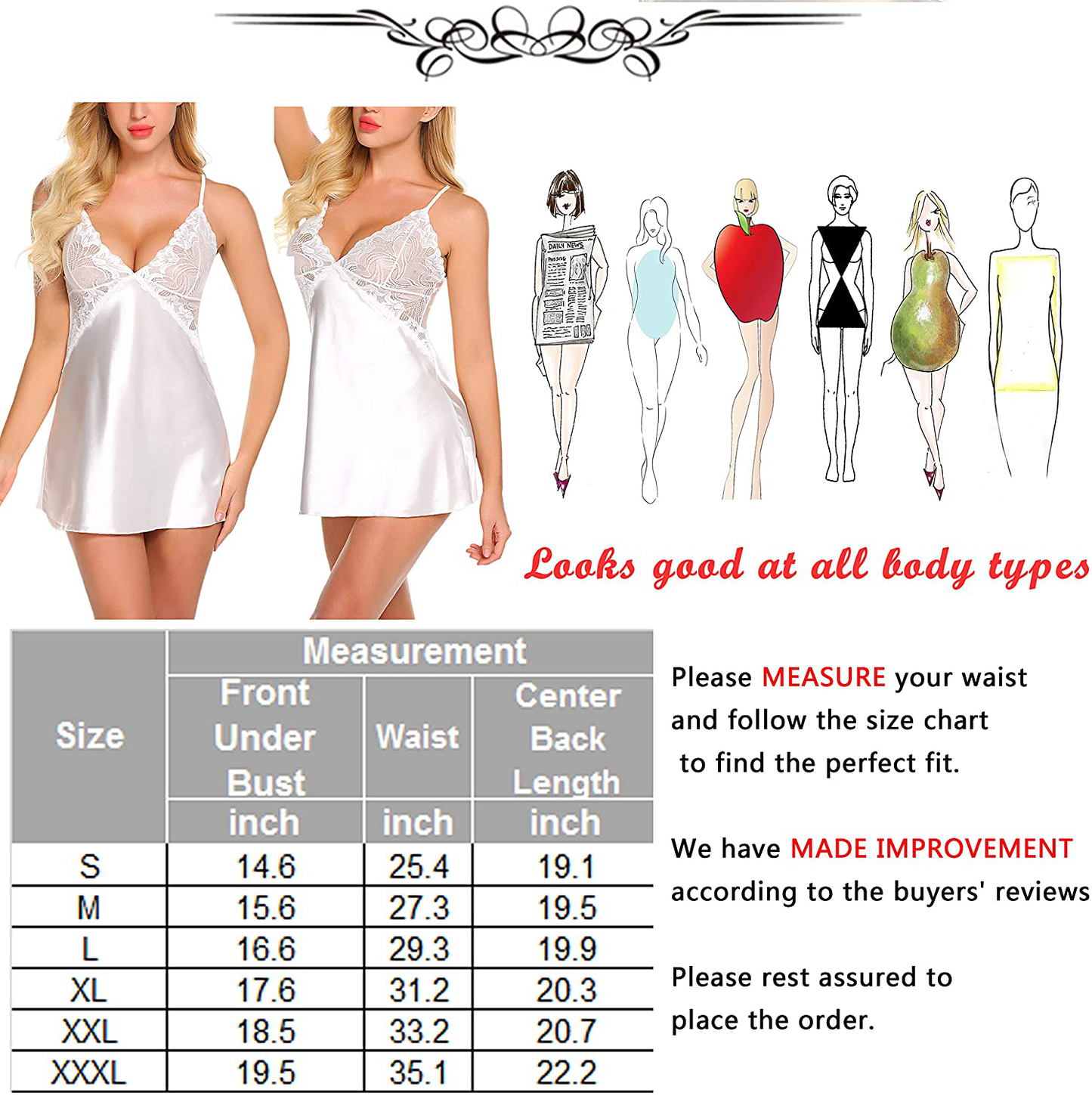 Avidlove Women Lingerie V Neck Nightwear Satin Sleepwear Lace Chemise Mini Teddy Apparel & Accessories > Clothing > Underwear & Socks > Lingerie Kylie Max