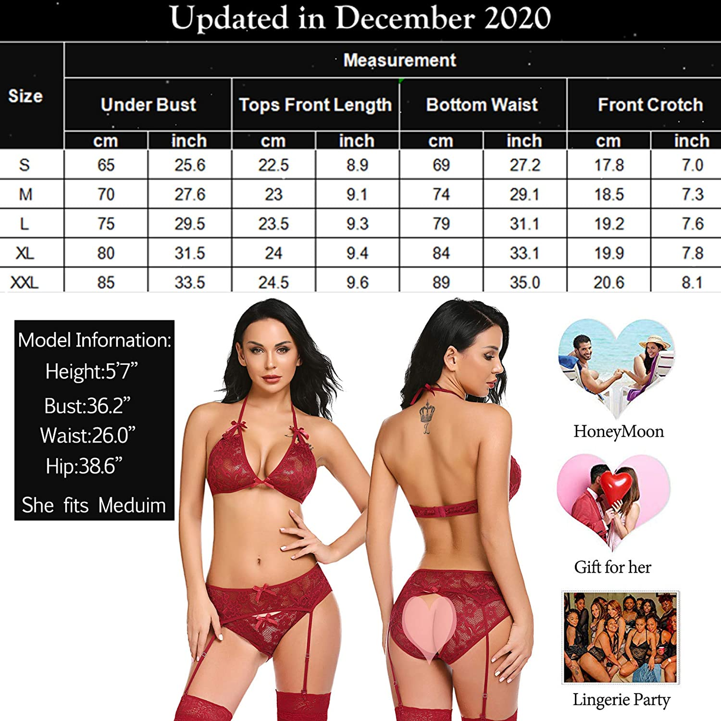 Avidlove Women Lingerie Set with Garter Belts Lace Bra and Panty Set Strap Babydoll Teddy Outfits Apparel & Accessories > Clothing > Underwear & Socks > Lingerie Avidlove