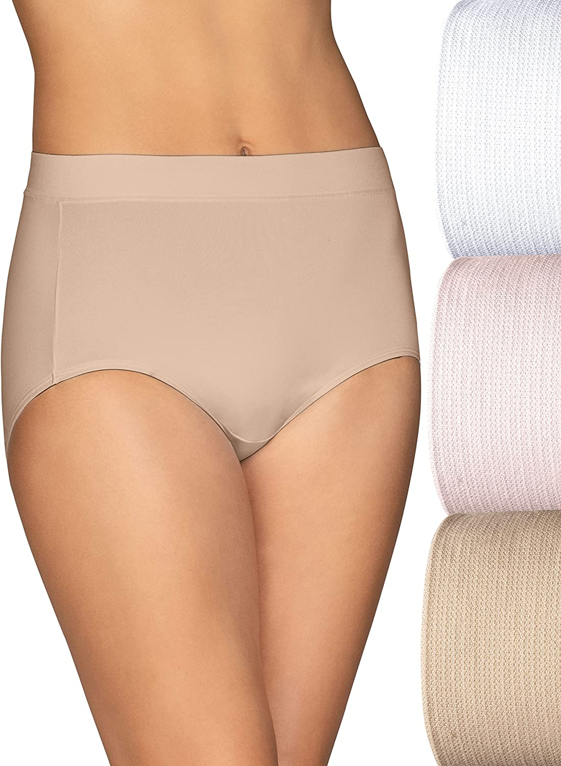 Vanity Fair Women'S beyond Comfort Seamless Waist Panties Apparel & Accessories > Clothing > Underwear & Socks > Underwear Vanity Fair Brief - 3 Pack - White/Quartz/Neutral Brief 9