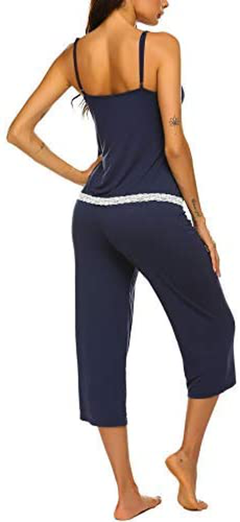 Ekouaer Womens Pajamas Set V-Neck Cami Top and Capris Pants Sleepwear Pjs Set S-XXL Apparel & Accessories > Clothing > Sleepwear & Loungewear Kylie Max