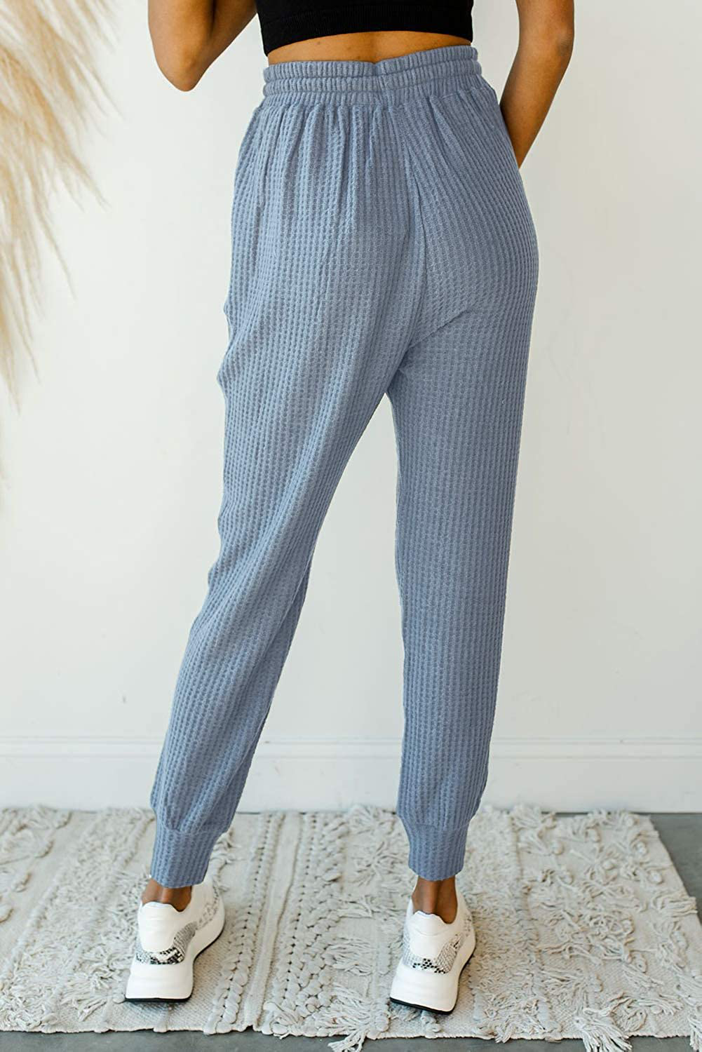 MIROL Women'S Active Drawstring Joggers Pants Elastic Waist Waffle Knit Trousers Athletic Solid Color Sweatpants Apparel & Accessories > Clothing > Activewear Kylie Max