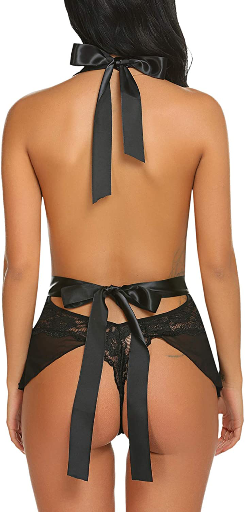 Avidlove Womens One Piece Lingerie Lace Bodysuit Halter V Neck Teddy Lingerie Negligee Babydoll Apparel & Accessories > Clothing > Underwear & Socks > Lingerie Avidlove