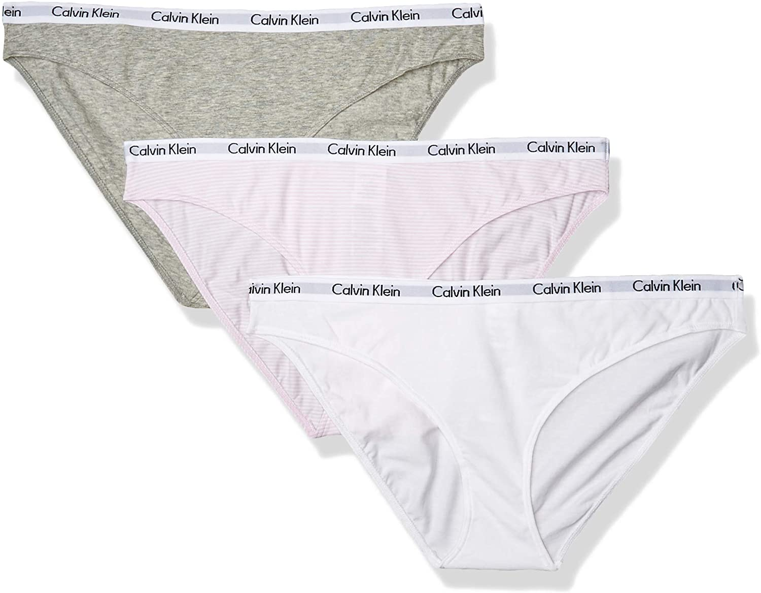 Calvin Klein Women'S Carousel Logo Cotton Bikini Panty Apparel & Accessories > Clothing > Underwear & Socks > Underwear Calvin Klein Pink Stripe/ Grey Heather/ White 3 Small