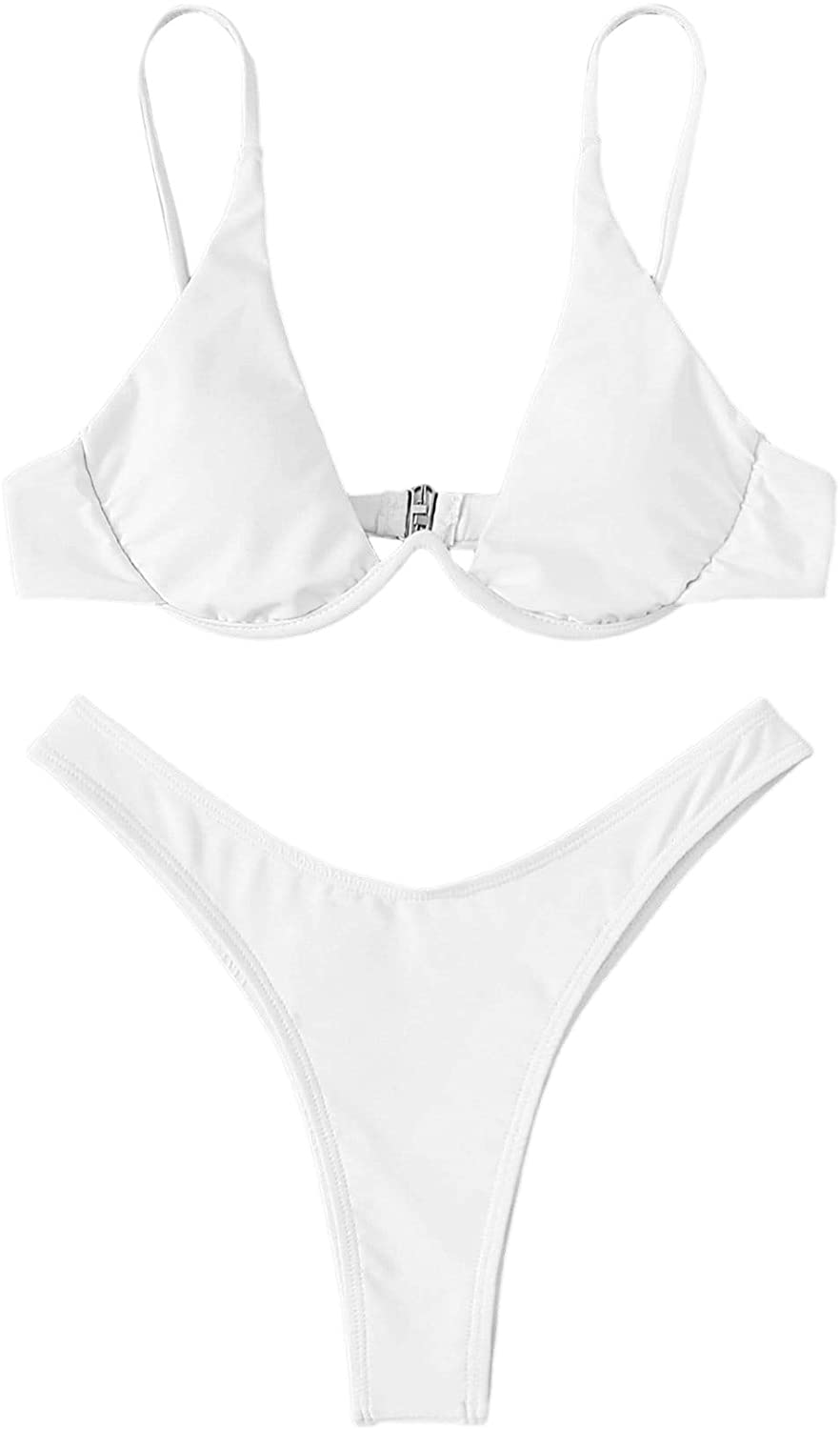 Verdusa Women'S Sexy Triangle Bathing Two Pieces Swimsuit Bikini Set Apparel & Accessories > Clothing > Underwear & Socks > Underwear Verdusa White Medium