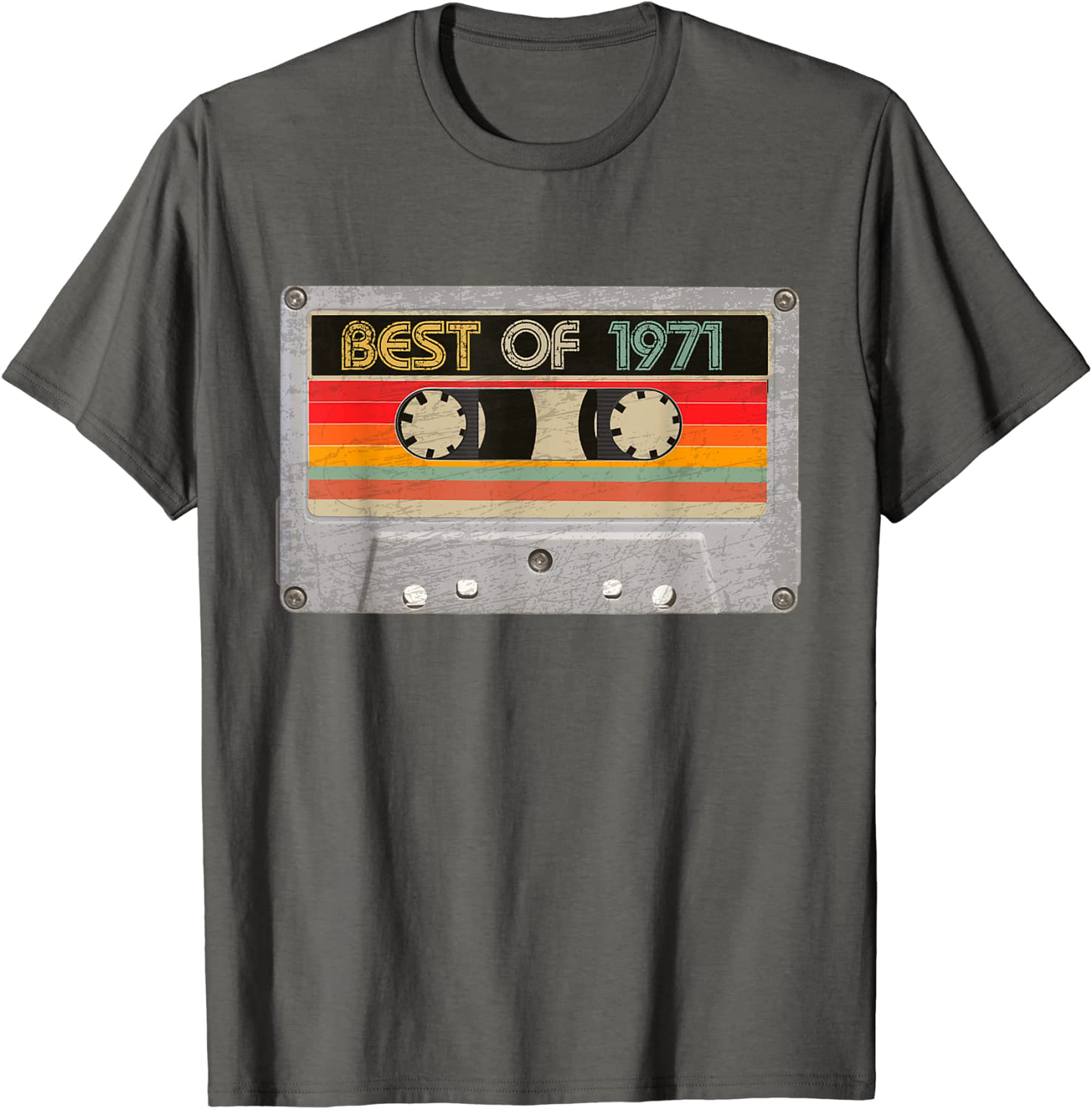 Best Of 1971 50th Birthday Gifts Cassette Tape Vintage T-Shirt Arts & Entertainment > Party & Celebration > Gift Giving BORN Asphalt Men Small