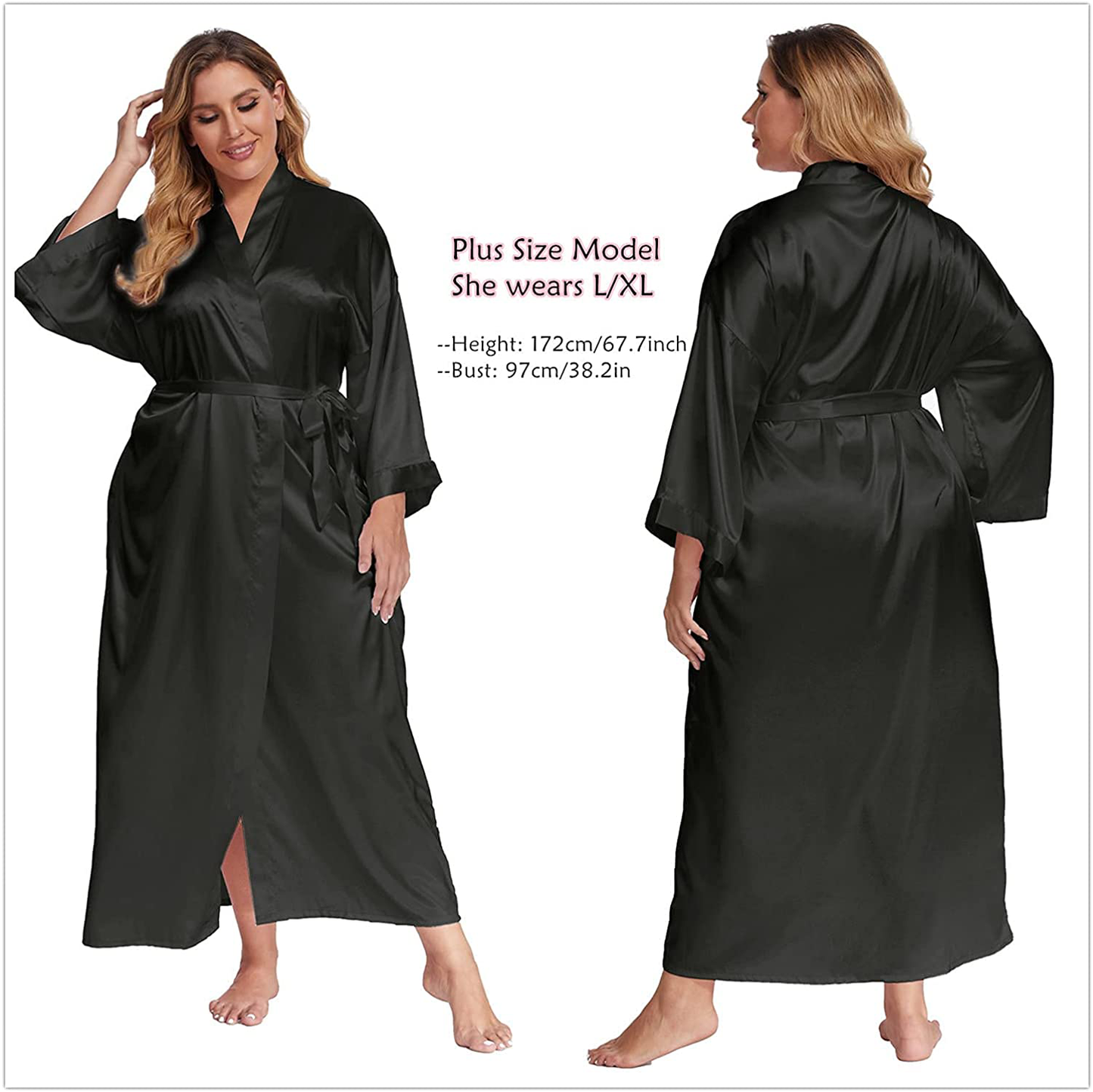 Women'S Long Silk Robes Lightweight Long Satin Robes Full Length Sleepwear Dressing Gown Apparel & Accessories > Clothing > Sleepwear & Loungewear > Robes MizzGenio