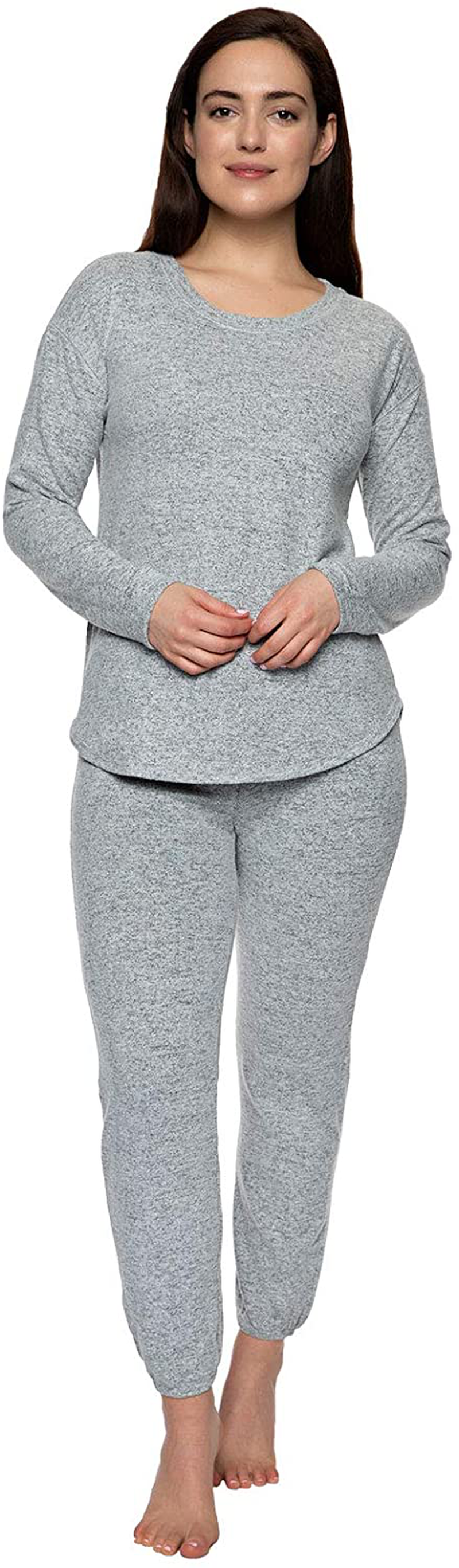 Felina | Comfyz Coco Women's 2-Piece Lounge Set | Brushed Jersey LS Top & Jogger Apparel & Accessories > Clothing > Sleepwear & Loungewear > Pajamas Felina Heather Gray X-Large