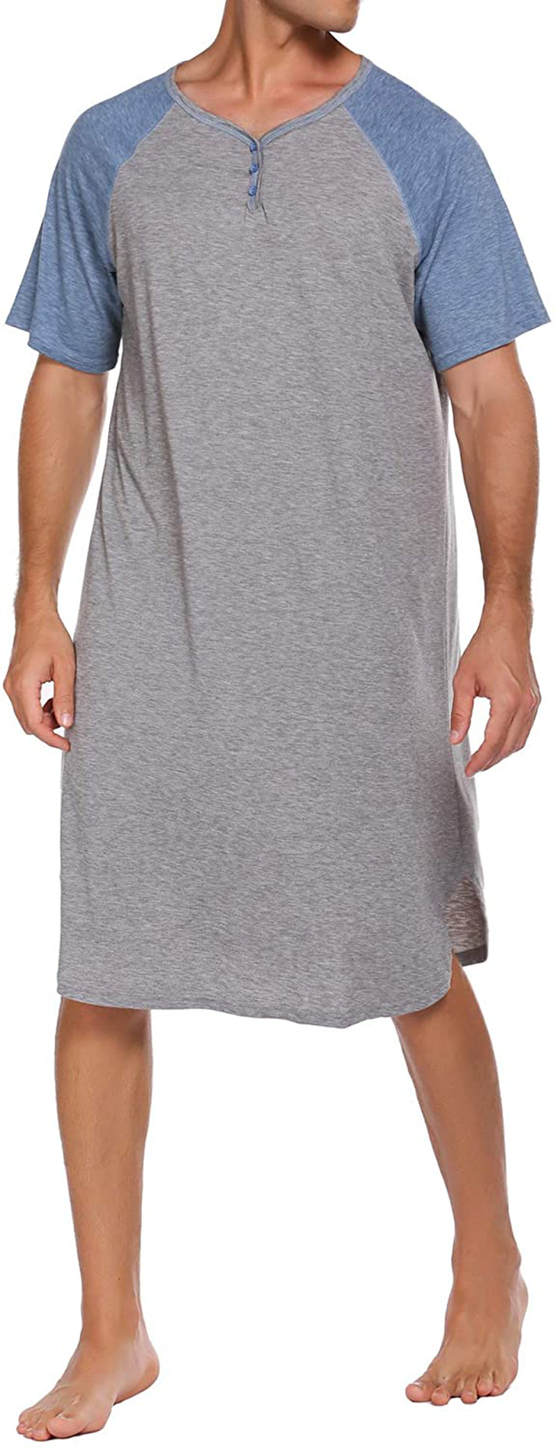 Ekouaer Sleepwear Men'S Nightshirt Short Sleeve Pajamas Comfy Big & Tall Henley Sleep Shirt M-XXXL Apparel & Accessories > Clothing > Sleepwear & Loungewear > Nightgowns Kylie Max