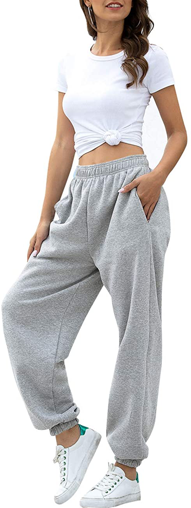 Hesayep Women'S High Waisted Sweatpants Workout Active Joggers Pants Baggy Lounge Bottoms Apparel & Accessories > Clothing > Activewear Kylie Max