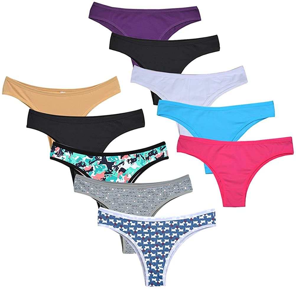 Nightaste Women'S 10-Pack Cotton Tanga Panties Half Back Coverage Bikini Briefs Underwear Apparel & Accessories > Clothing > Underwear & Socks > Underwear Nightaste Style1 Medium