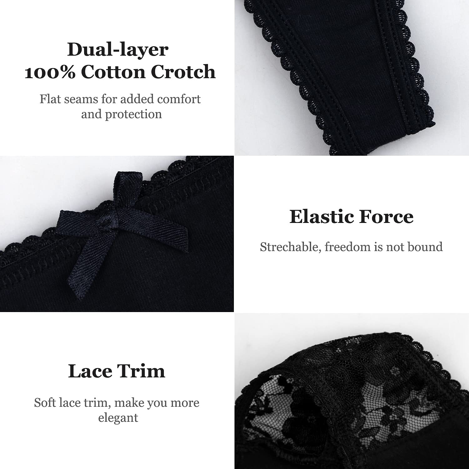 LYYTHAVON 6 Pack Women's Breathable Cotton Thong Panties Apparel & Accessories > Clothing > Underwear & Socks > Underwear LYYTHAVON