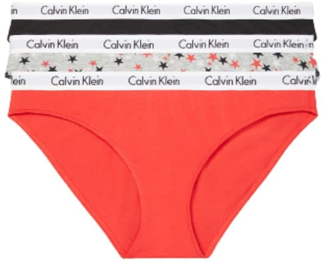 Calvin Klein Women'S Carousel Logo Cotton Bikini Panty Apparel & Accessories > Clothing > Underwear & Socks > Underwear Calvin Klein Tomato/Twinkle_grey Heather/Black 3 Small