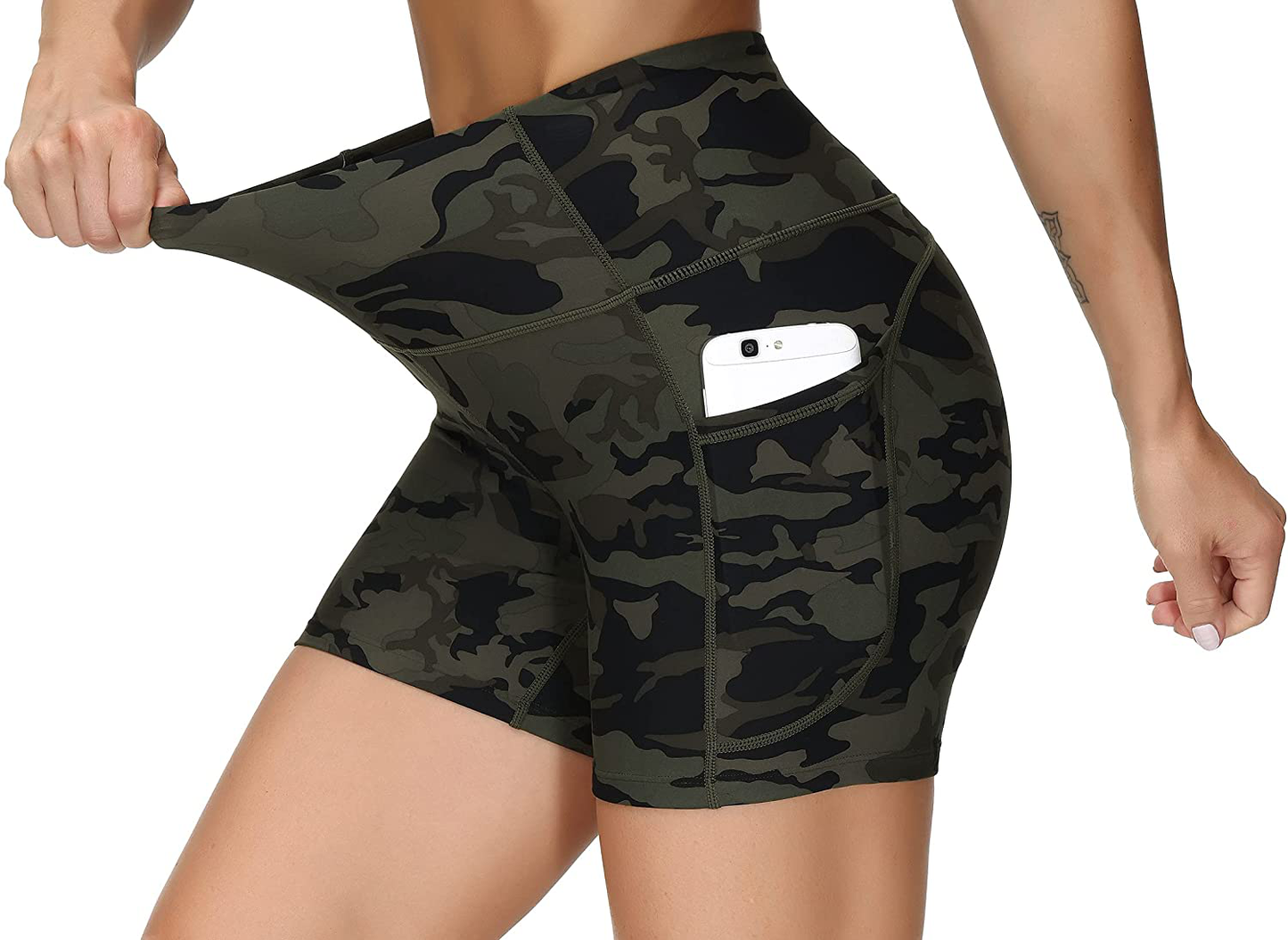 THE GYM PEOPLE High Waist Yoga Shorts for Women'S Tummy Control Fitness Athletic Workout Running Shorts with Deep Pockets Apparel & Accessories > Clothing > Shorts Kylie Max