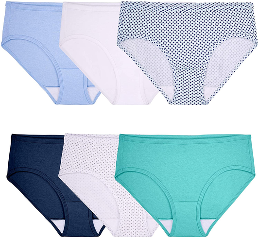 Fruit of the Loom Women'S Tag Free Cotton Hipster Panties (Regular & plus Size) Apparel & Accessories > Clothing > Underwear & Socks > Underwear Fruit Of The Loom Hipster - 6 Pack - Covered Waistband Hipster 9