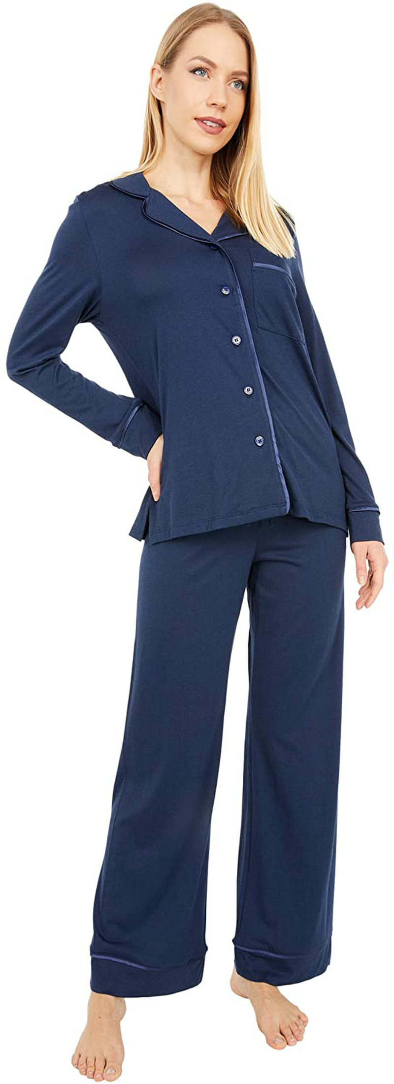 Cosabella Women's Bella Petite Long Sleeve Top & Pants Pajamas Set Apparel & Accessories > Clothing > Sleepwear & Loungewear > Pajamas Cosabella Navy/Navy Small Petite