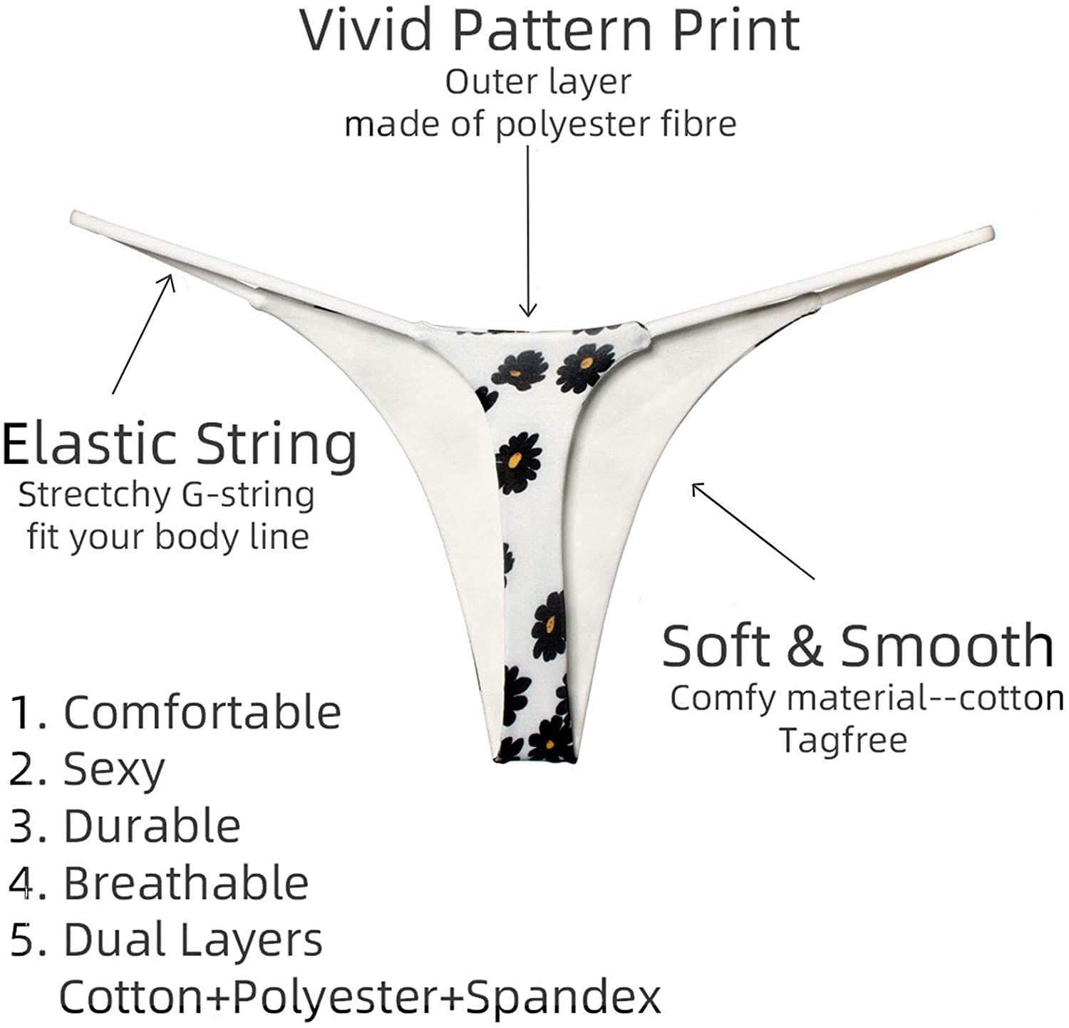 Cotton Thongs for Women Sexy Seamless Woman G String Panties 3 Pack Set Apparel & Accessories > Clothing > Underwear & Socks > Underwear KYLIE MAX