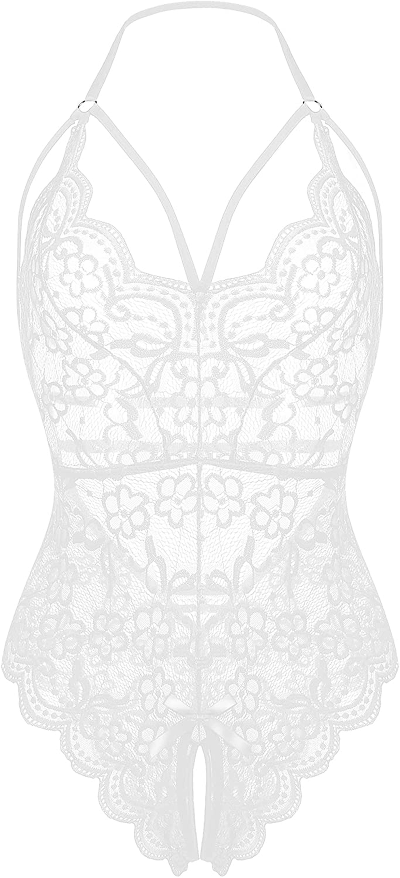 LOLLO VITA Women Lingerie Lace Bodysuit One Piece Babydoll Teddy Chemise Sleepwear Apparel & Accessories > Clothing > Underwear & Socks > Lingerie LOLLO VITA White Large