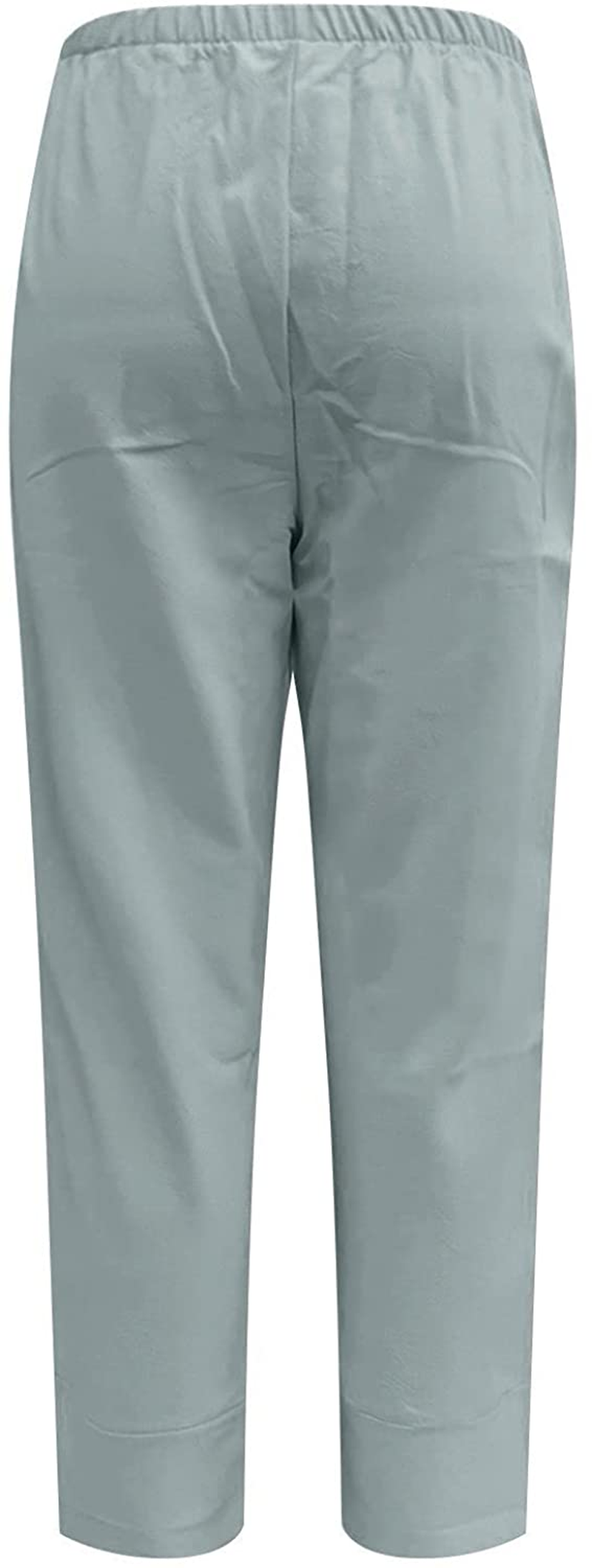 Burband Womens Summer Baggy Cotton Linen Cropped Work Pants Casual Drawstring Loose Beach Yoga Harem Pants plus Size S-6XL Apparel & Accessories > Clothing > Underwear & Socks > Shapewear Burband