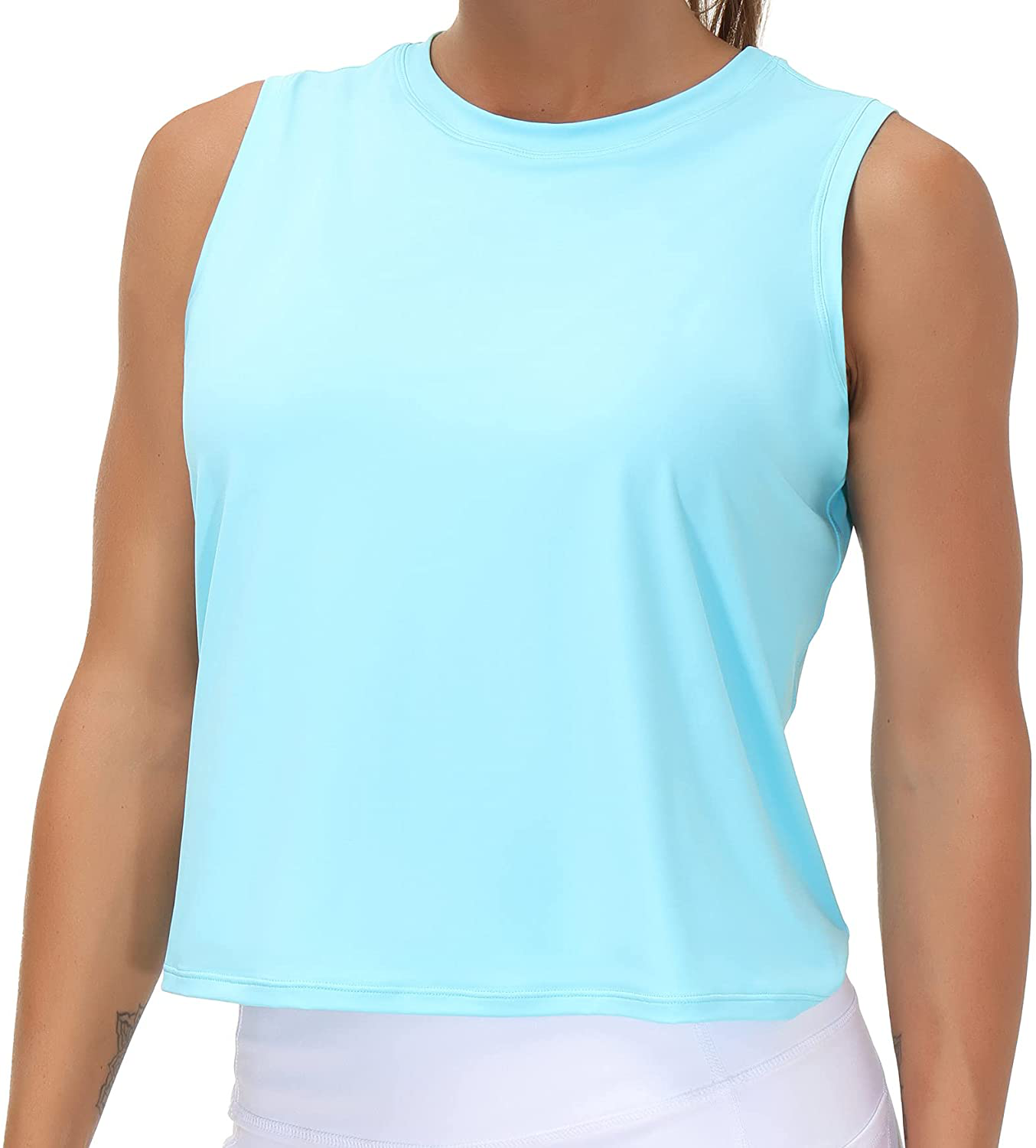 Ice Silk Workout Tops for Women Quick Dry Muscle Gym Running Shirts Sleeveless Flowy Yoga Tank Tops Apparel & Accessories > Clothing > Activewear Kylie Max