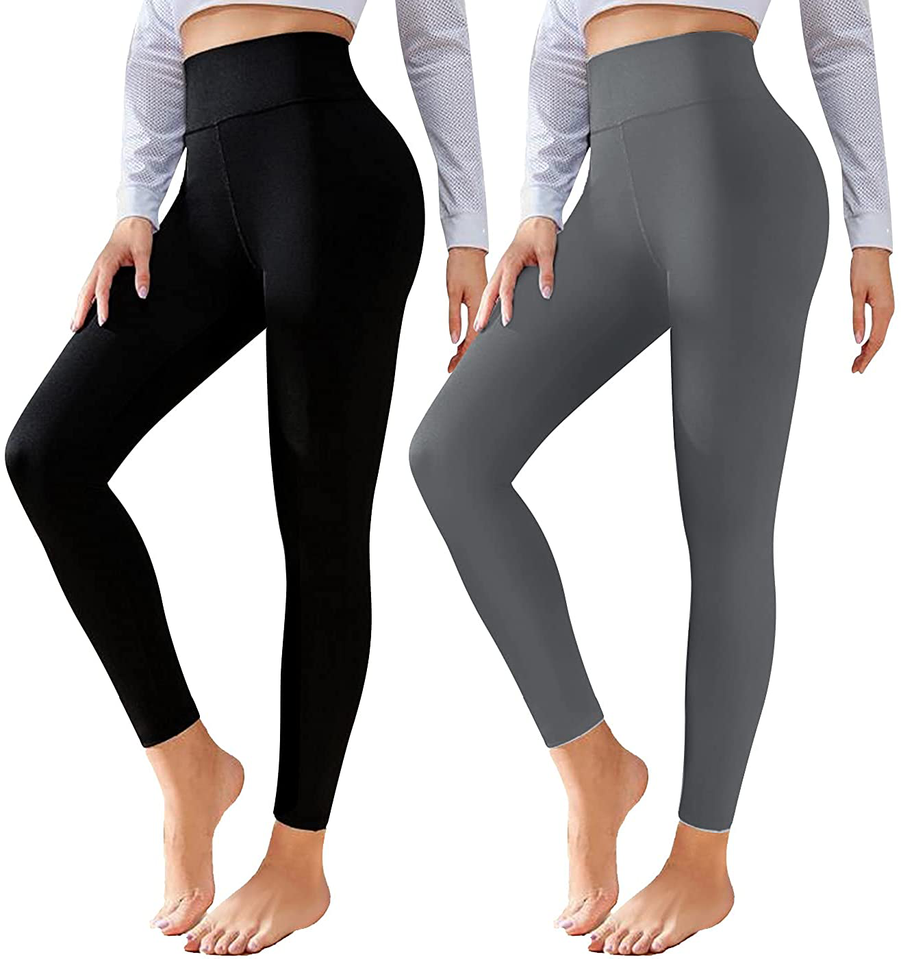 CTHH 2 Pack Leggings for Women-High Waisted Tummy Control Workout Running Black Yoga Pants Apparel & Accessories > Clothing > Activewear CTHH C-2pack(black,dark Gray) Small-Medium