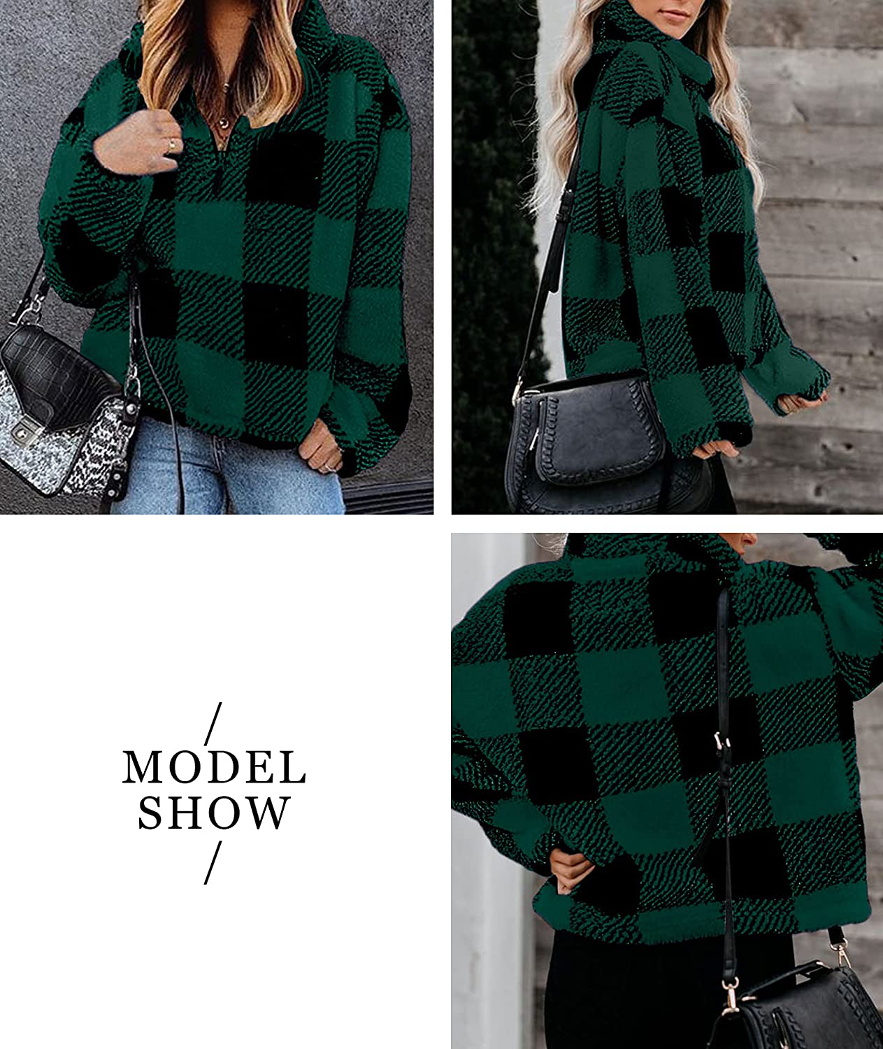 BTFBM Women Sherpa Pullover Quarter Zip Long Sleeve Fluffy Soft Fleece Jackets Sweaters Sweatshirts Hoodies Outwear Coat Apparel & Accessories > Clothing > Activewear Kylie Max