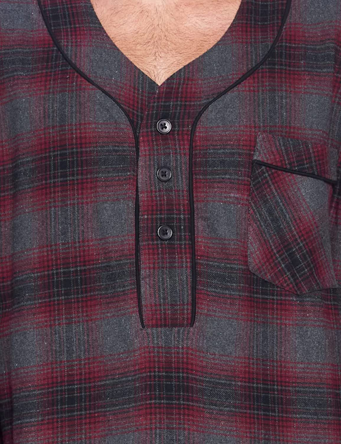 Ashford & Brooks Mens Flannel Plaid Long Sleep Shirt Henley Nightshirt Apparel & Accessories > Clothing > Sleepwear & Loungewear > Nightgowns Kylie Max
