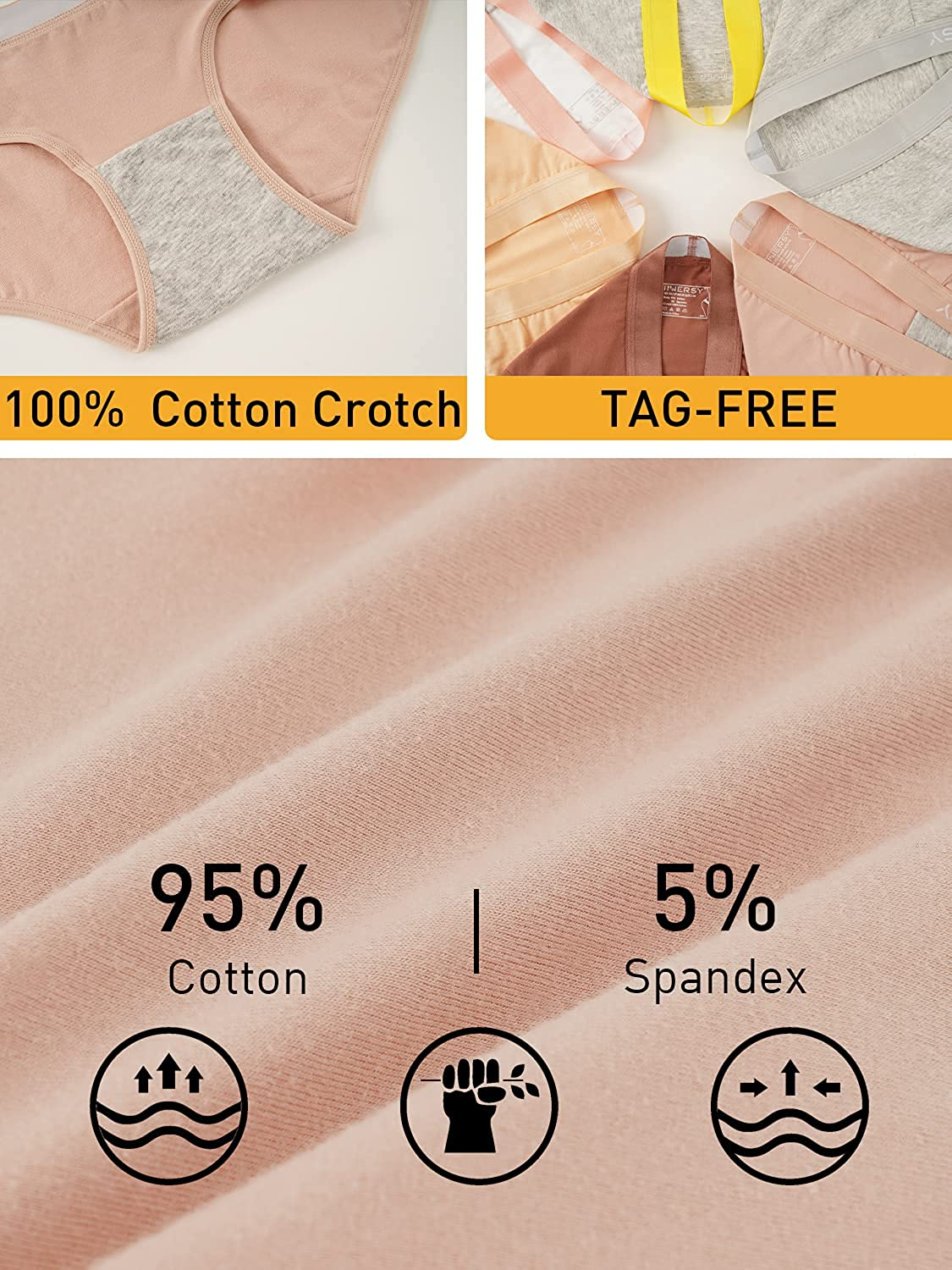 INNERSY Womens Underwear Hipster Panties Cotton Low Rise Briefs Pack of 6 Apparel & Accessories > Clothing > Underwear & Socks > Underwear INNERSY