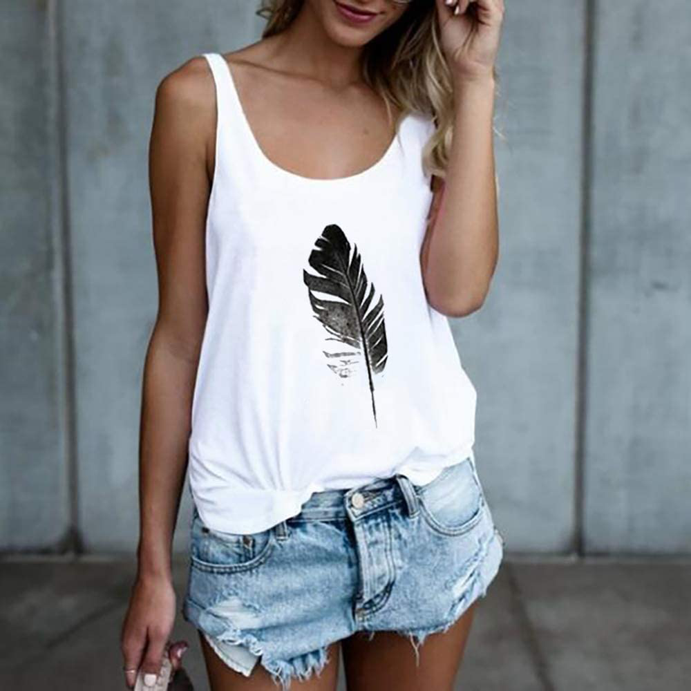 OMSJ Women Shirts Sleeveless Summer Tunic Loose Fit Tank Tops Apparel & Accessories > Clothing > Activewear Kylie Max