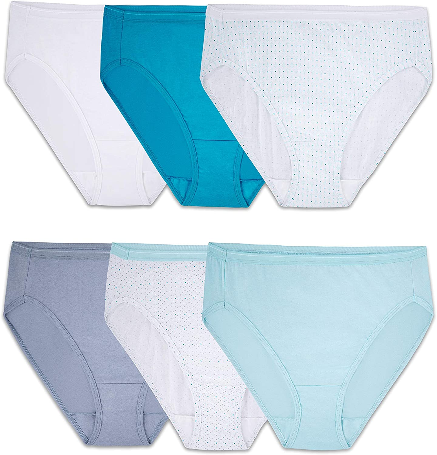 Fruit of the Loom Women'S Eversoft Cotton Brief Underwear (Regular & plus Size) Apparel & Accessories > Clothing > Underwear & Socks > Underwear Fruit of the Loom Hi Cut - 6 Pack - Assorted Colors Hi Cut Brief 9
