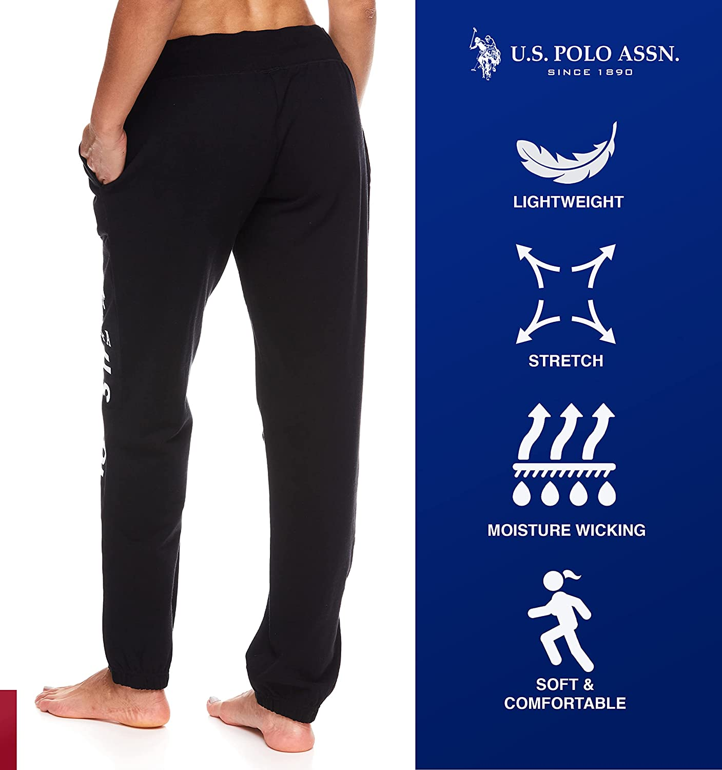 U.S. Polo Assn. Essentials Womens Sweatpants with Pockets - French Terry Jogger Sweats Apparel & Accessories > Clothing > Underwear & Socks > Underwear U.S. Polo Assn.