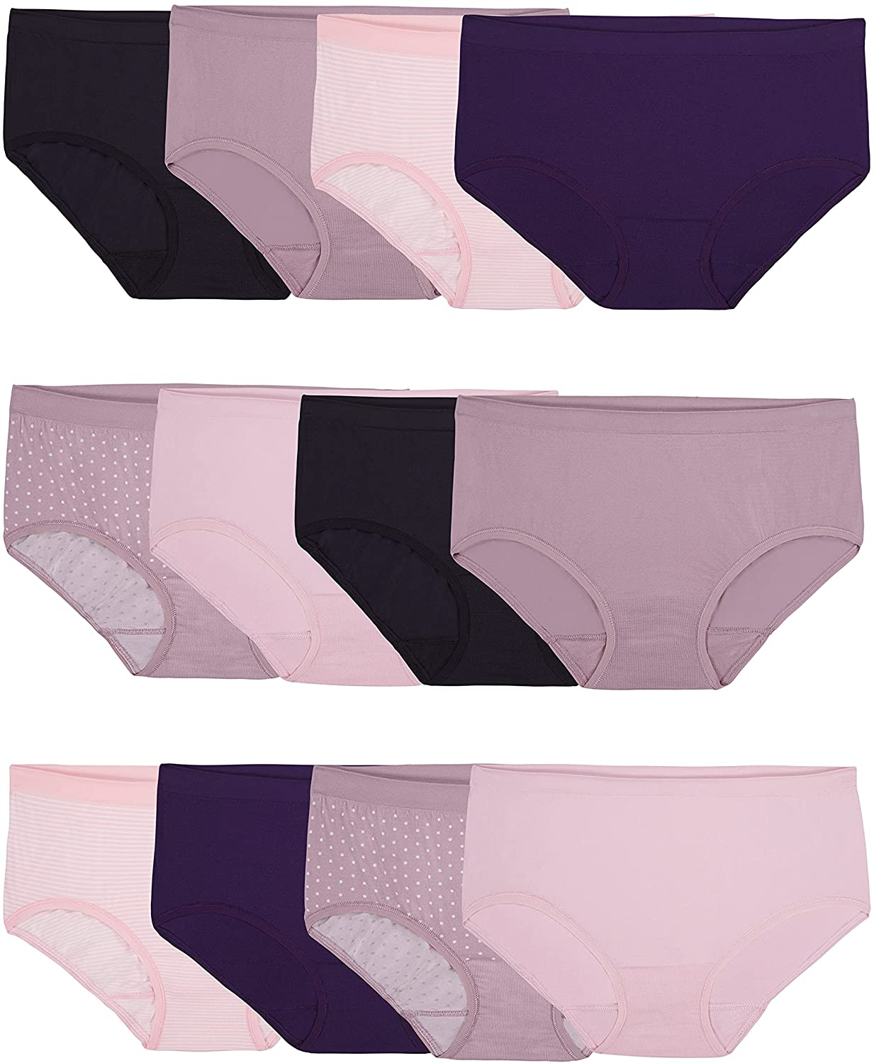 Fruit of the Loom Women'S 360° Stretch Underwear (Regular & plus Size) Apparel & Accessories > Clothing > Underwear & Socks > Underwear Fruit of the Loom Low Rise Brief - Seamless - 12 Pack - Assorted Colors Regular 7
