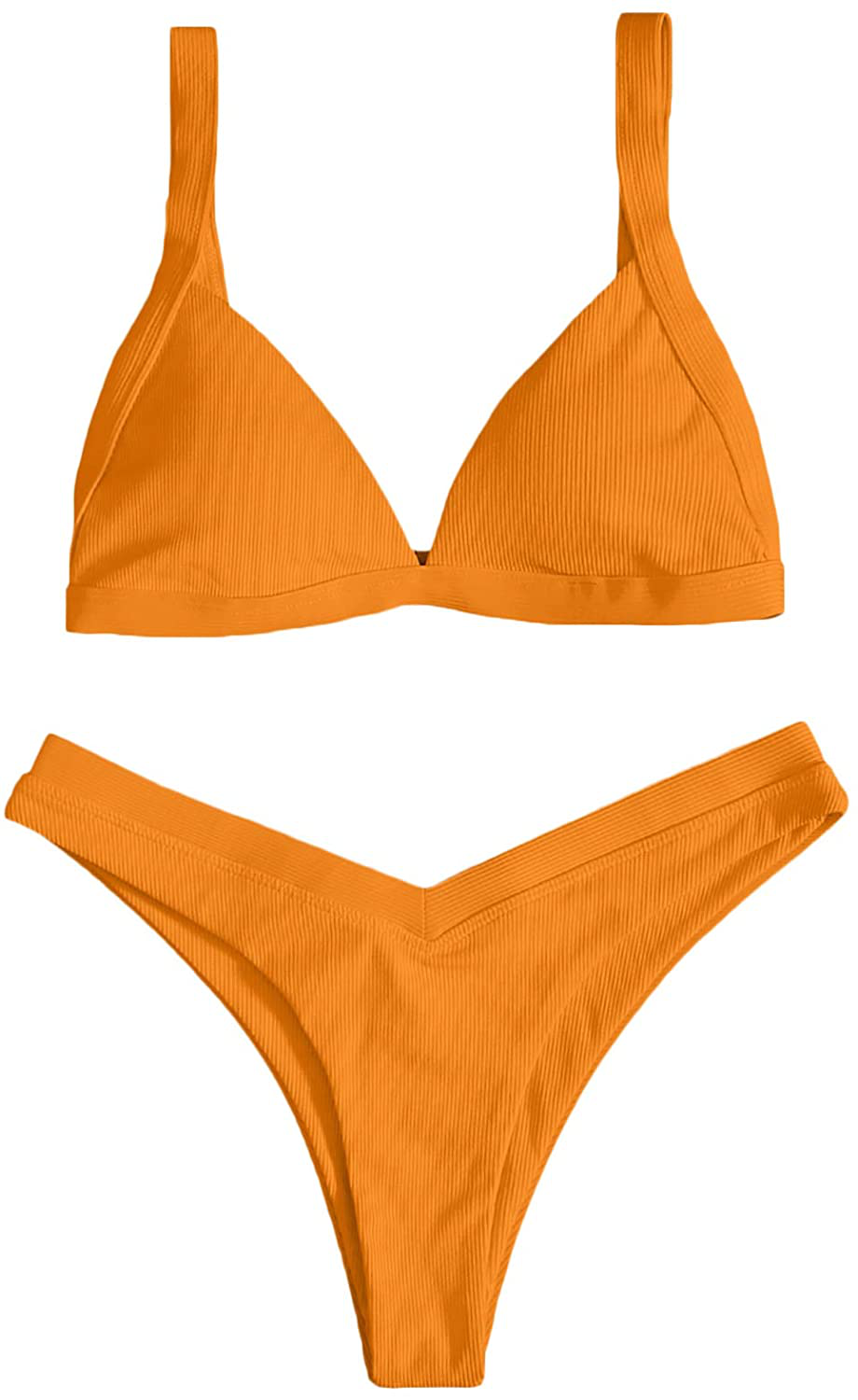 SOLY HUX Women's Print Tie Back Triangle Bikini Bathing Suits 2 Piece Swimsuits Apparel & Accessories > Clothing > Swimwear KYLIE MAX Orange High Cut Large
