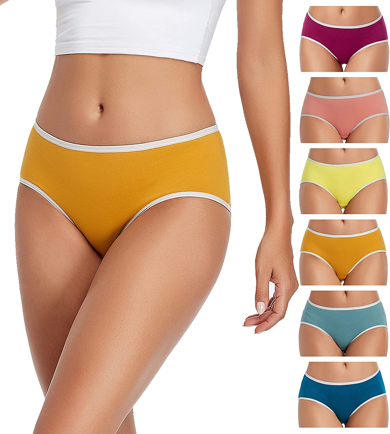 Cotton Hipster Panties for Women Low Rise No Muffin Top Cheeky Underwear for Girls 6 Pack Apparel & Accessories > Clothing > Underwear & Socks > Underwear TUTUESTHER Purple Red/Orange/Blue/Rogue Red/Yellow/Green Large