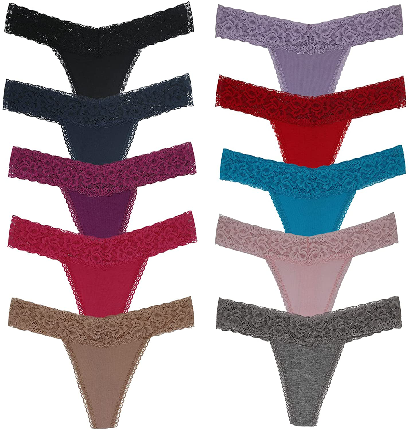 Women's Lace Thongs, T Back Low Waist See Through Panties Sexy Seamless V-Shape Design Lace Thongs for Women Apparel & Accessories > Clothing > Underwear & Socks > Underwear Delcroix