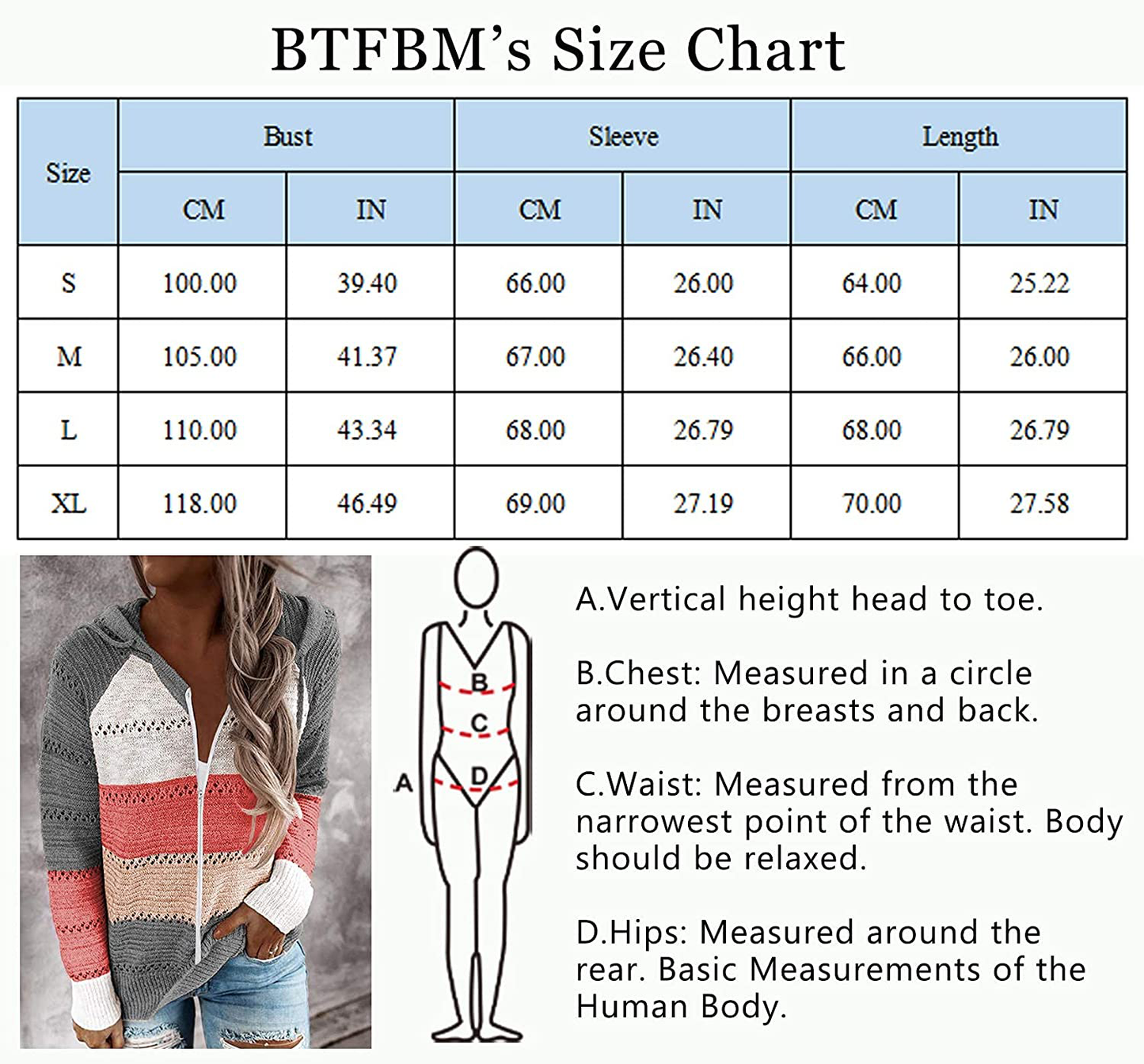 BTFBM Women Zip up Striped Hoodies Jackets Color Block Print Long Sleeve Drawstring Stretchy Casual Pullover Sweatshirts Apparel & Accessories > Clothing > Activewear Kylie Max