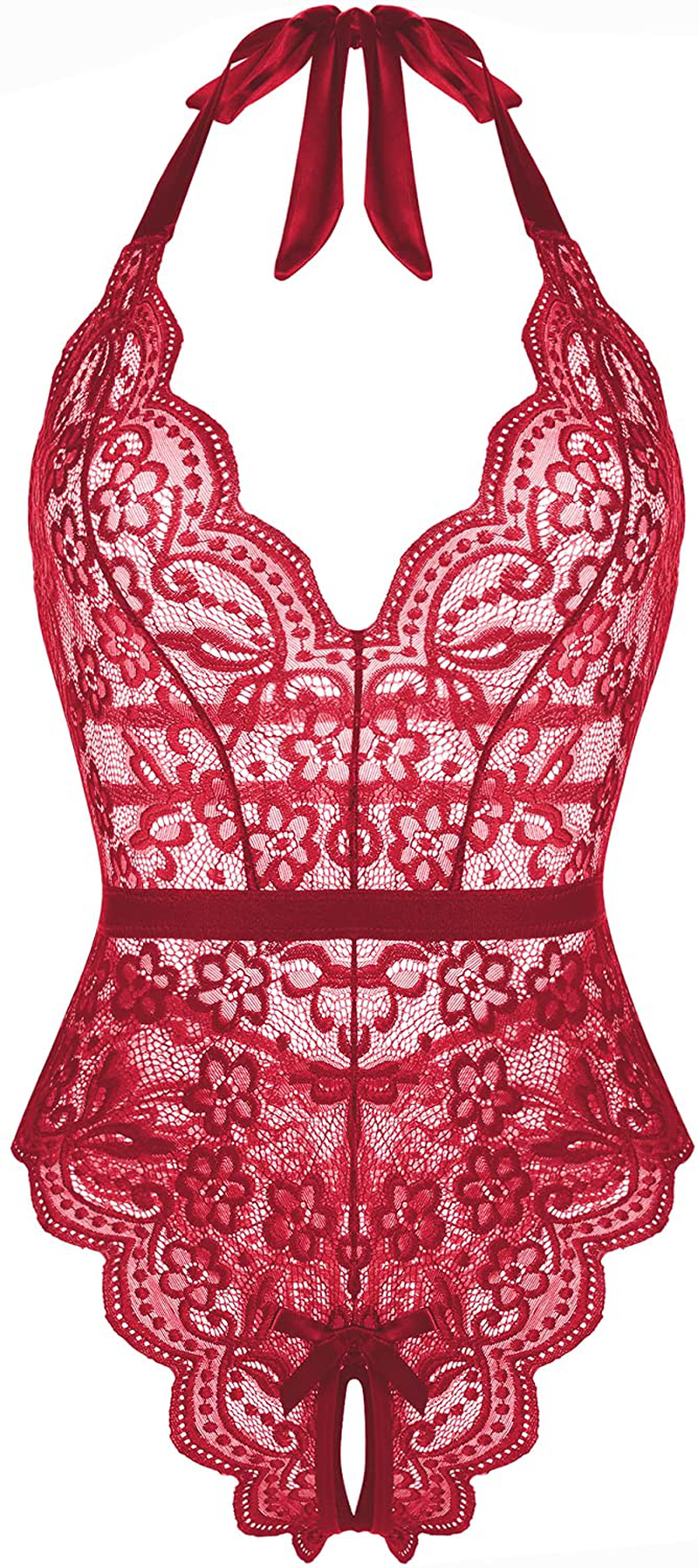 LOLLO VITA Women Lingerie Lace Bodysuit One Piece Babydoll Teddy Chemise Sleepwear Apparel & Accessories > Clothing > Underwear & Socks > Lingerie LOLLO VITA 2-wine Red Large Wide