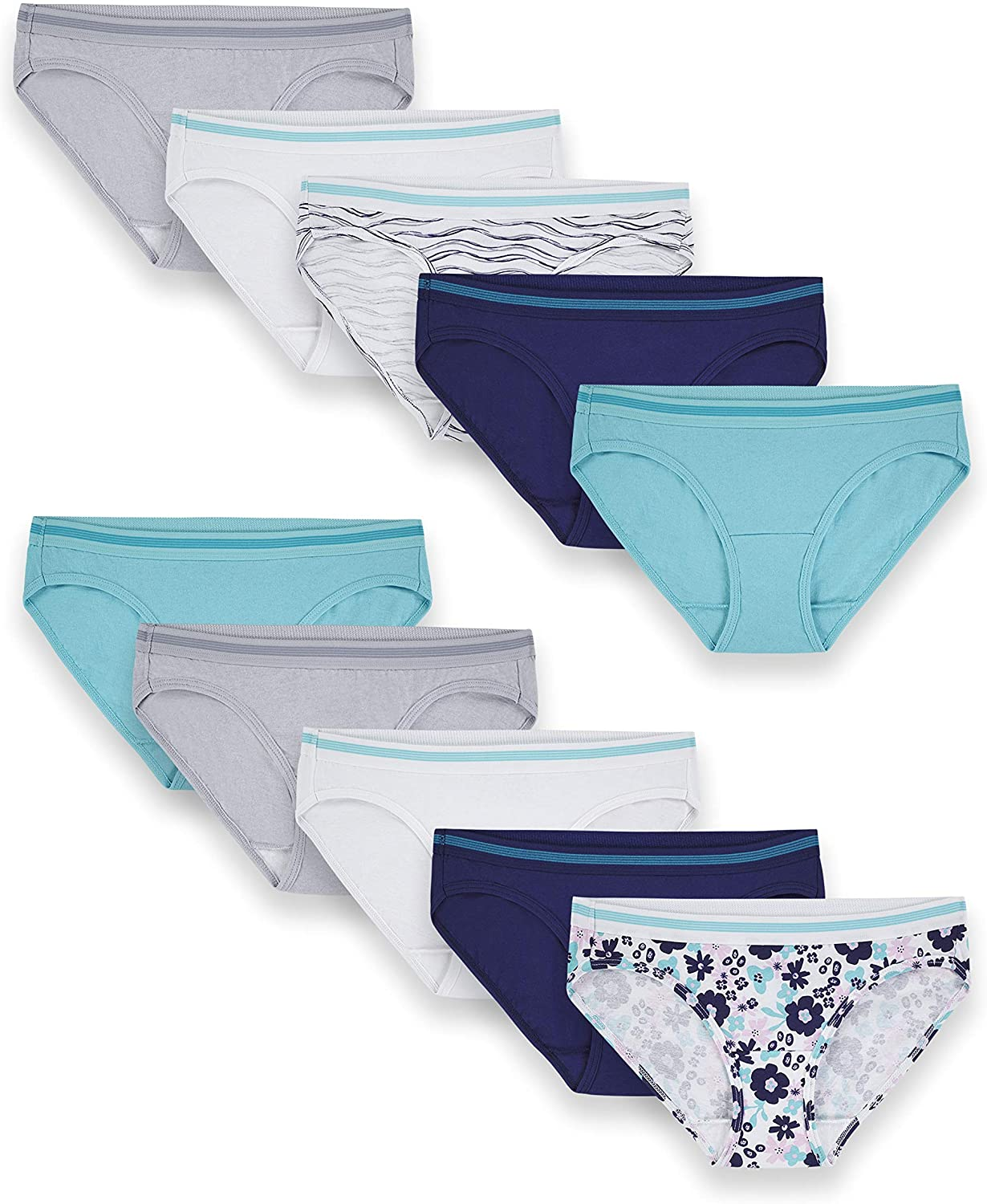 Fruit of the Loom Women'S Tag Free Cotton Hipster Panties (Regular & plus Size) Apparel & Accessories > Clothing > Underwear & Socks > Underwear Fruit Of The Loom Low Rise Hipster - 10 Pack - Assorted Color Low Rise Hipster 9