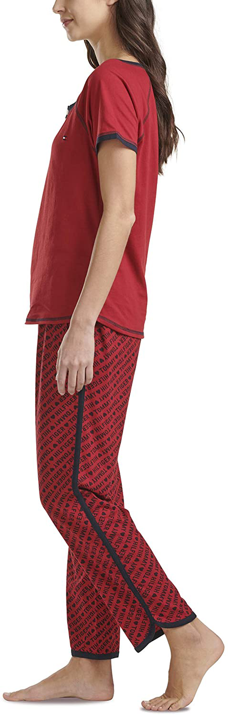 Tommy Hilfiger Women's Short Sleeve Tshirt and Logo Pant Lounge Bottom Pajama Set Pj Apparel & Accessories > Clothing > Sleepwear & Loungewear > Pajamas Tommy Hilfiger