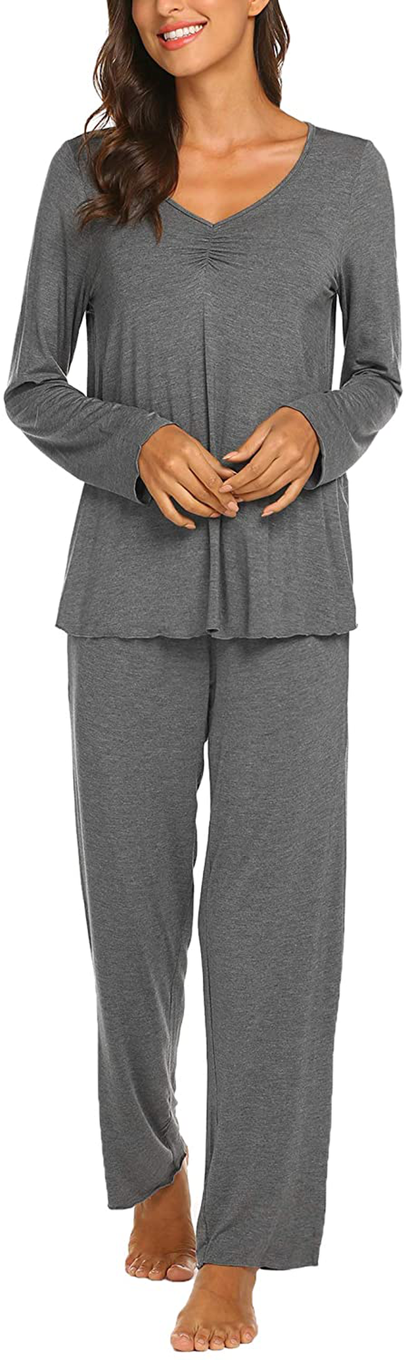 Ekouaer Women'S Pajama Set Long Sleeve Sleepwear Soft Loungewear Sets Pajamas Top and Pants Pjs S-XXL Apparel & Accessories > Clothing > Sleepwear & Loungewear Kylie Max