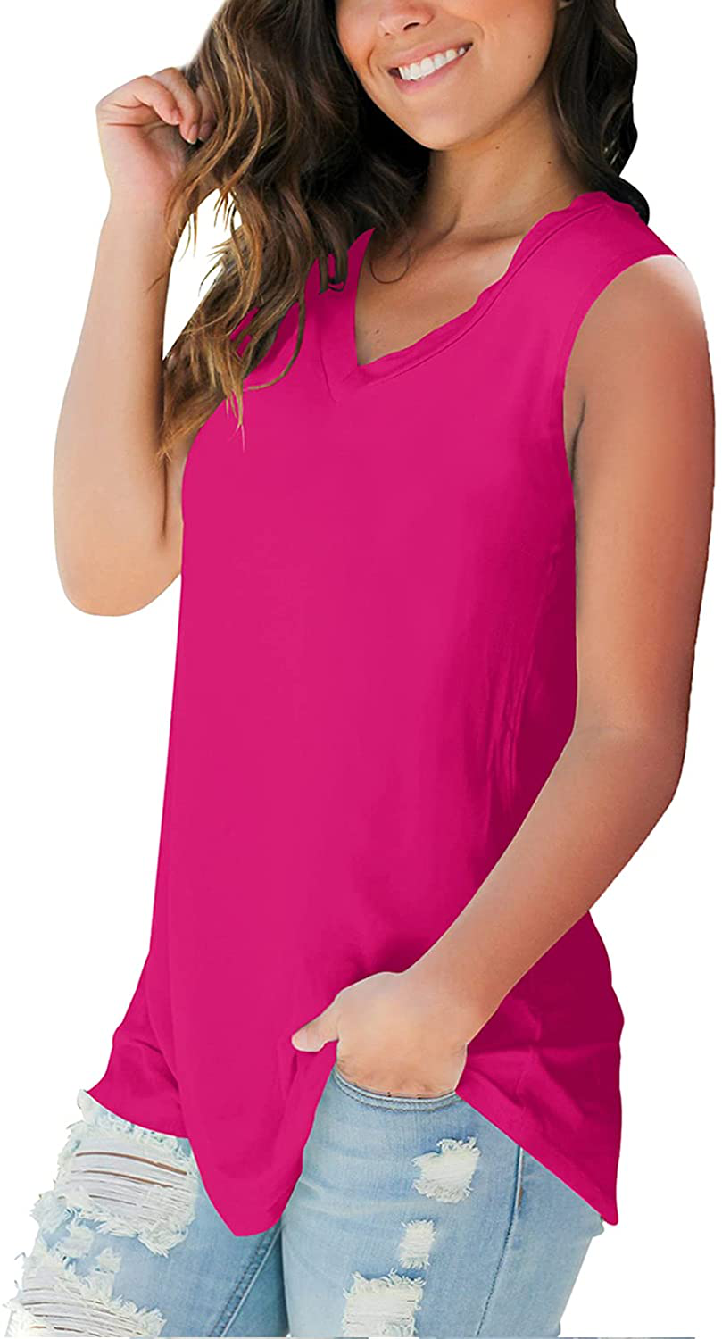 SAMPEEL Tank Tops for Women Trendy V Neck Basic Sleeveless Tee Shirts Women Casual Apparel & Accessories > Clothing > Activewear Kylie Max