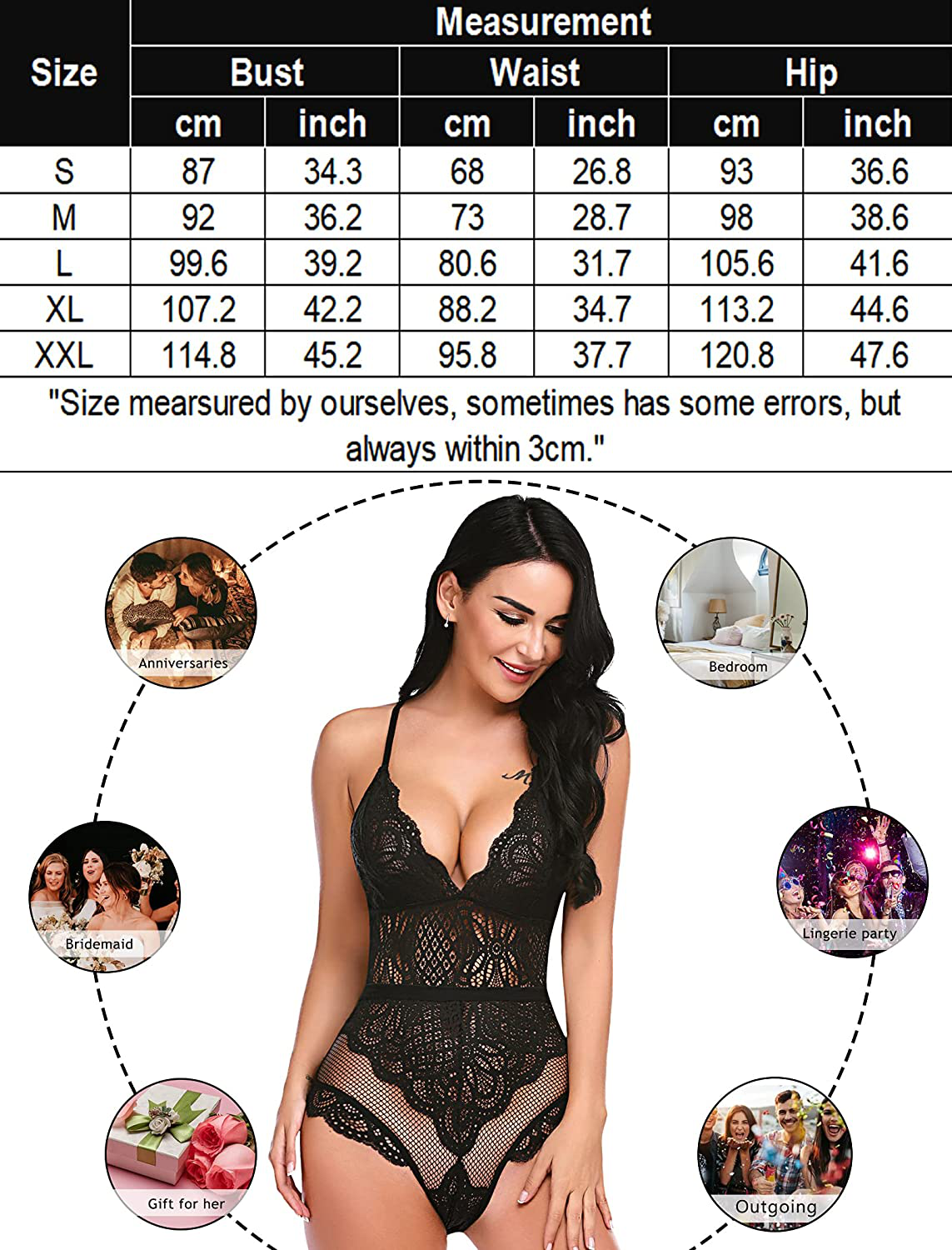 Avidlove Snap Crotch Lingerie Sexy Teddy Bodysuit One Piece Lace Babydoll Apparel & Accessories > Clothing > Underwear & Socks > Lingerie Avidlove