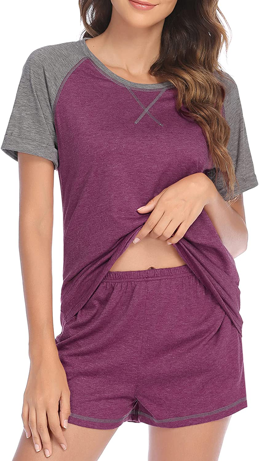 Ekouaer Women's Pajama Short Sleeve Sleepwear Soft Pj Set Top and Shorts Pajamas Set Apparel & Accessories > Clothing > Sleepwear & Loungewear > Pajamas Ekouaer Style 3_red Medium