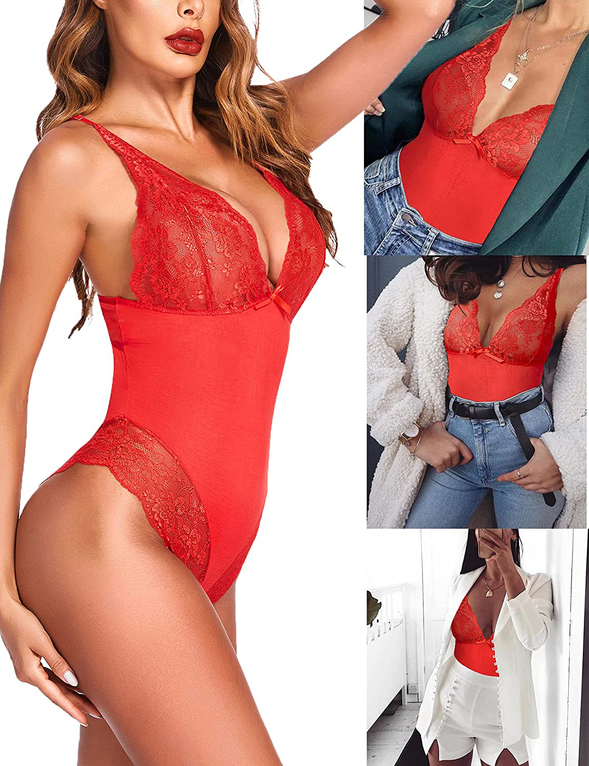 Avidlove Women Lingerie Bodysuit Snap Crotch Teddy One Piece Babydoll Apparel & Accessories > Clothing > Underwear & Socks > Lingerie Avidlove