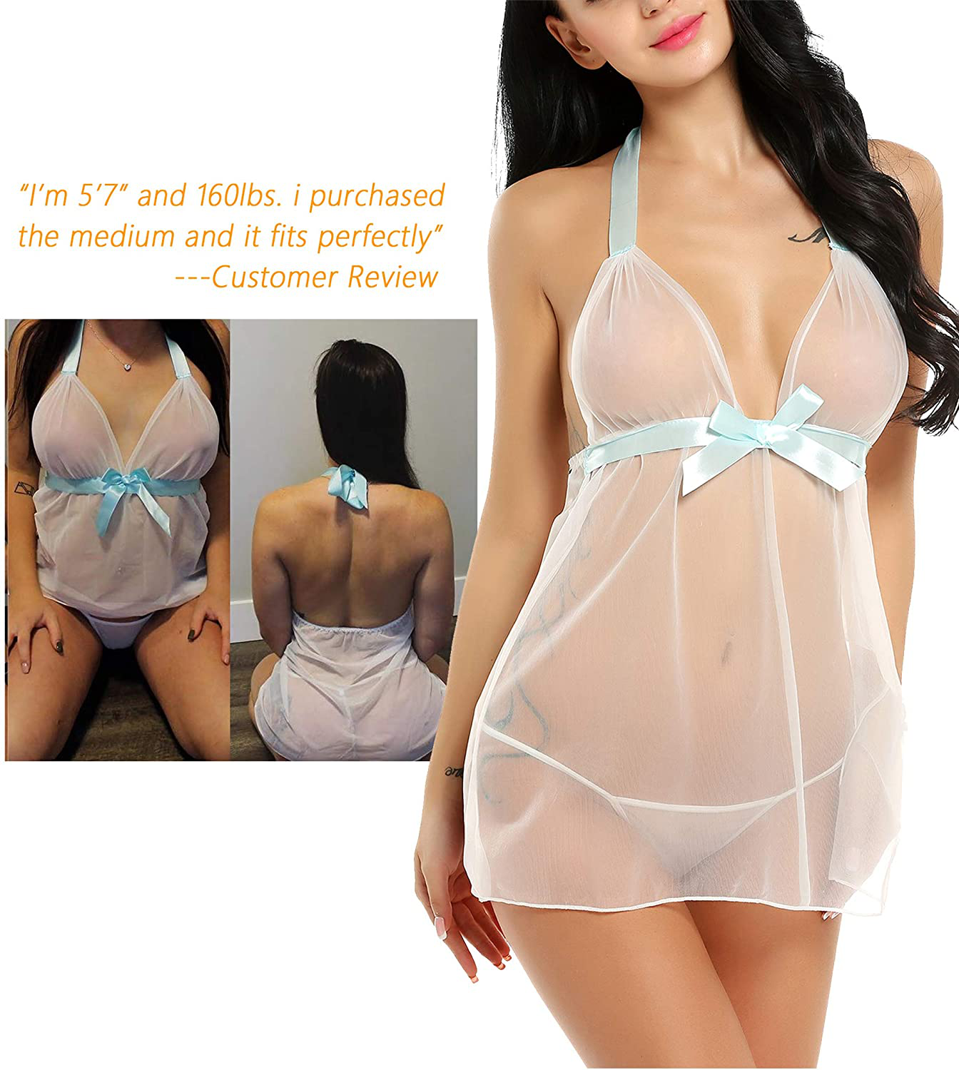 Avidlove Lingerie for Women Lace Babydoll Strap Chemise Halter Negligee Apparel & Accessories > Clothing > Underwear & Socks > Lingerie Kylie Max